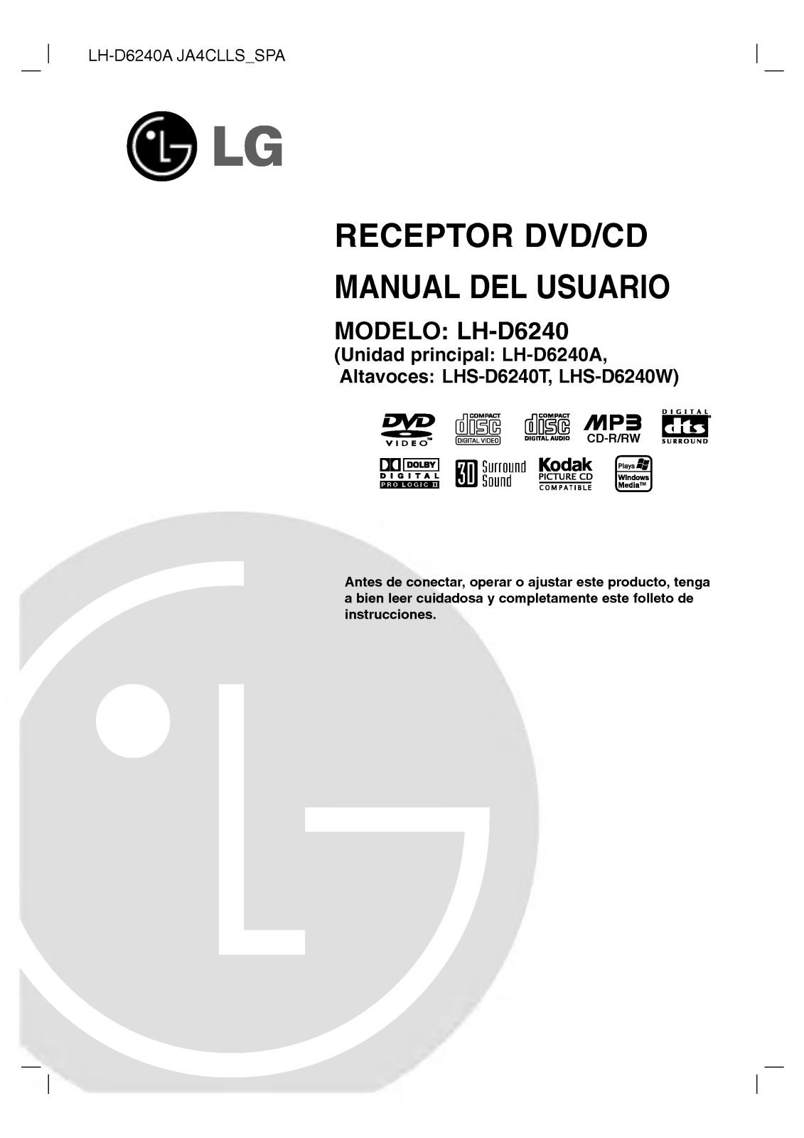 LG LH-D6240A Owner's manual