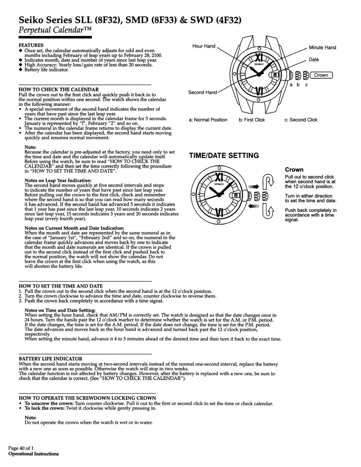 Seiko SLL SMD SWD User Manual