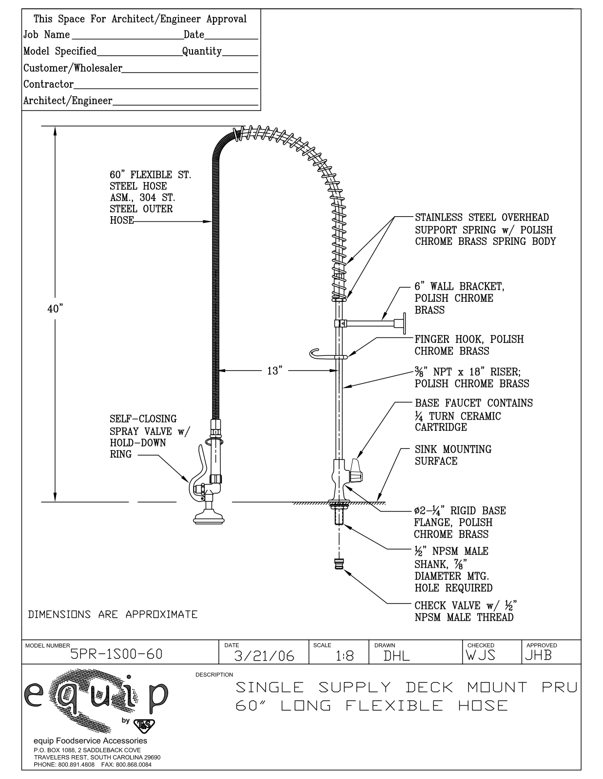 T & S Brass & Bronze Works 5PR-1S00-60 General Manual