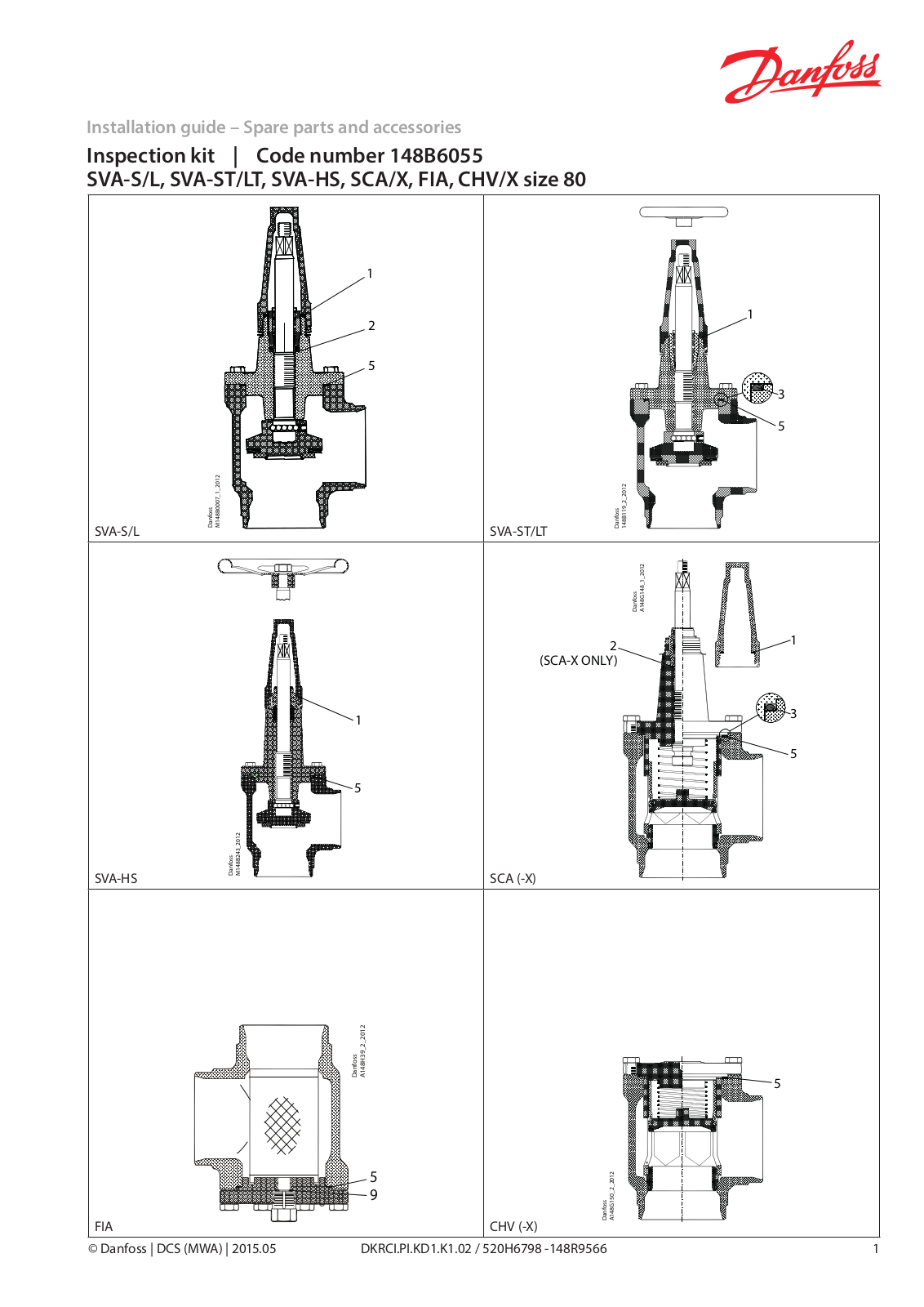 Danfoss SVA-S 80, SVA-L 80, SVA-ST 80, SVA-LT 80, REG-SA 80 Installation guide