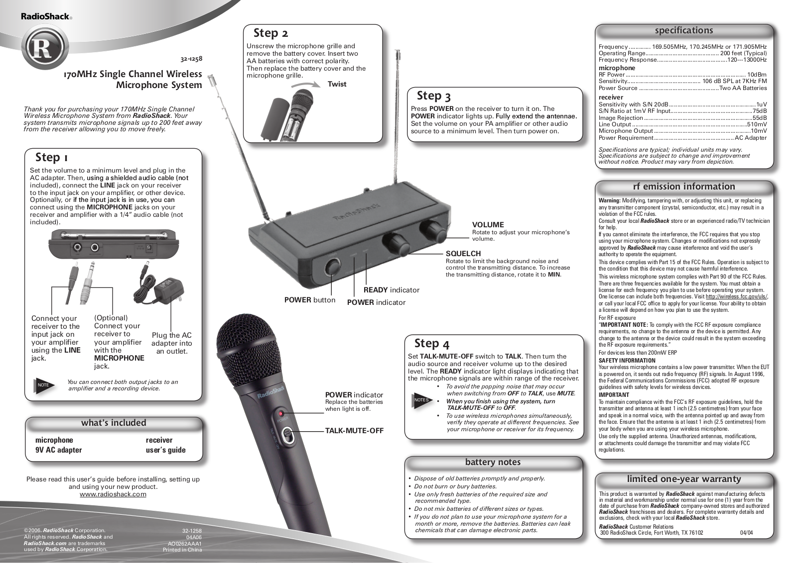 Radio Shack 3201258T User Manual