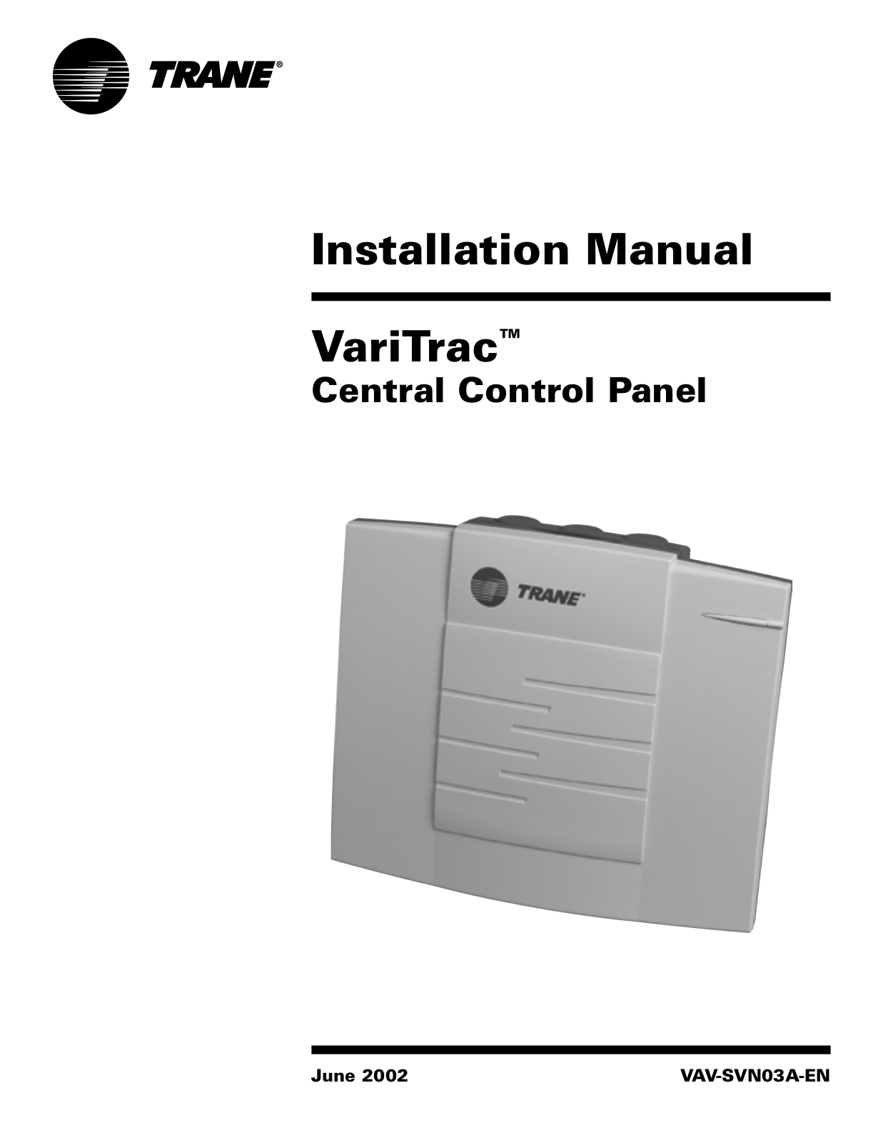 Trane VariTrac Installation and Maintenance Manual