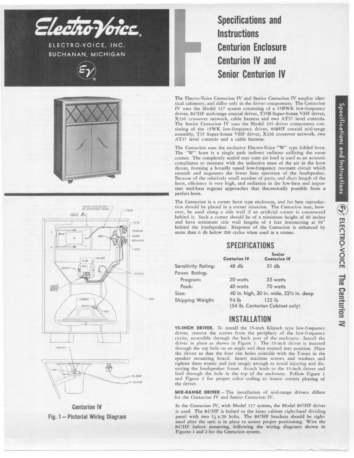 Electro-voice CENTURION IV User Manual