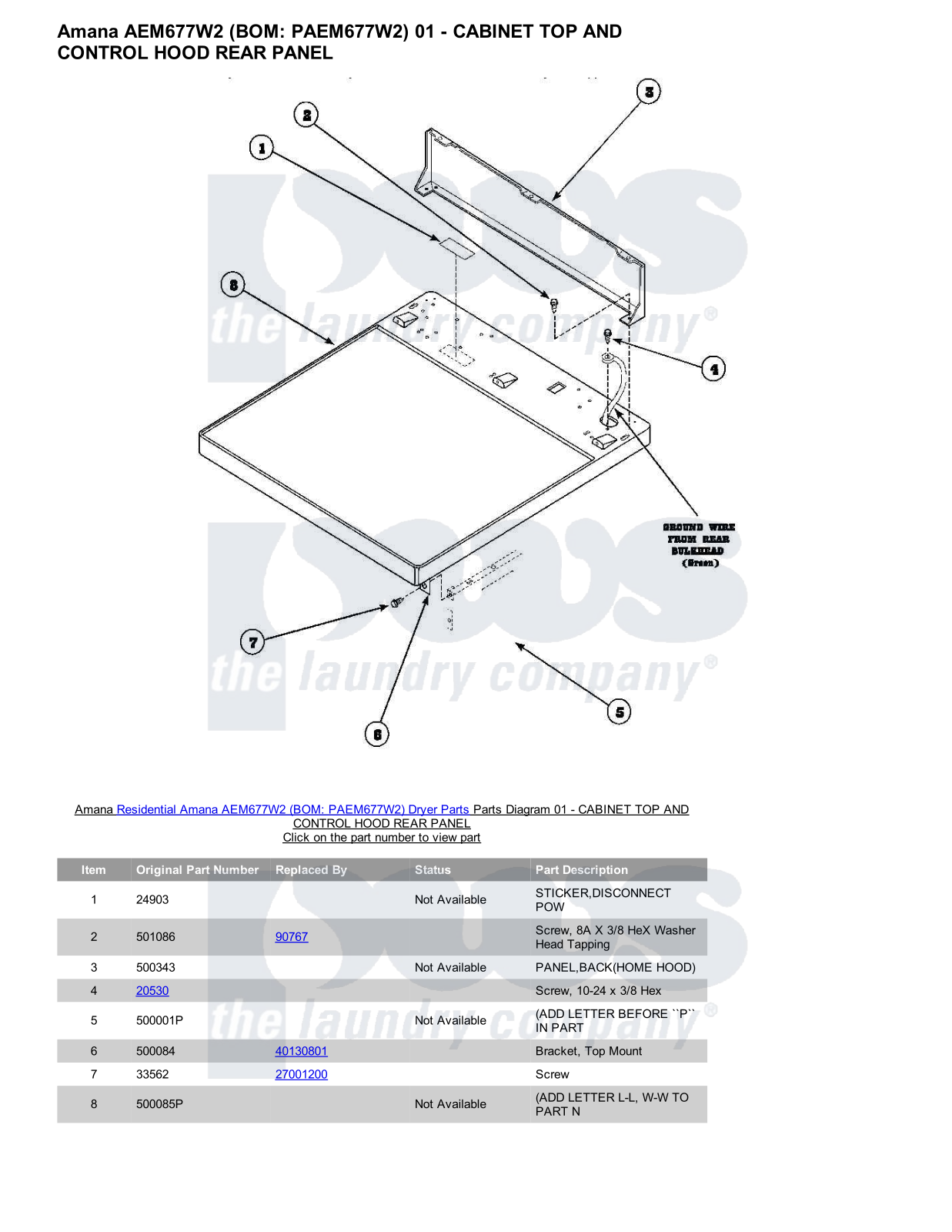 Amana AEM677W2 Parts Diagram