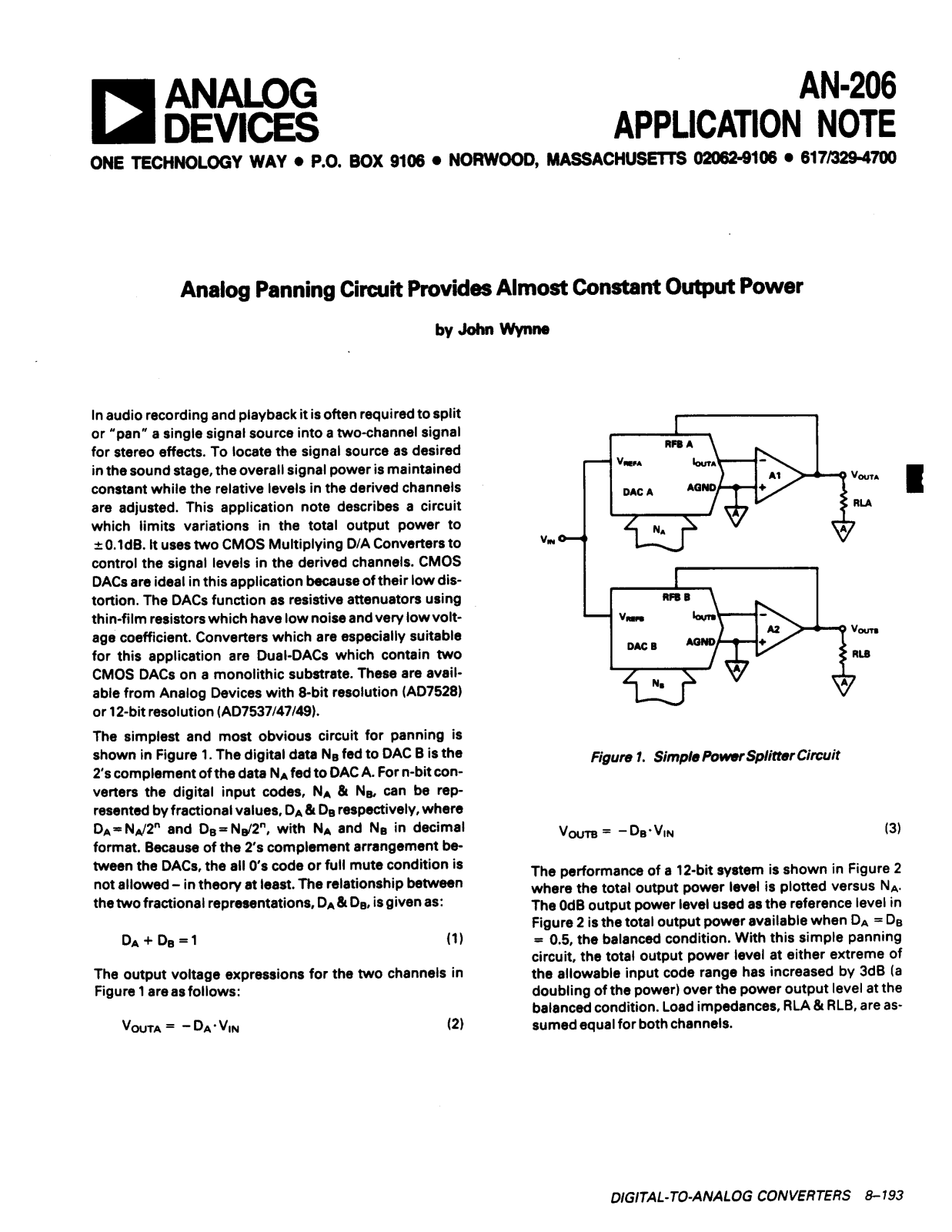 Analog Devices AN206 Application Notes