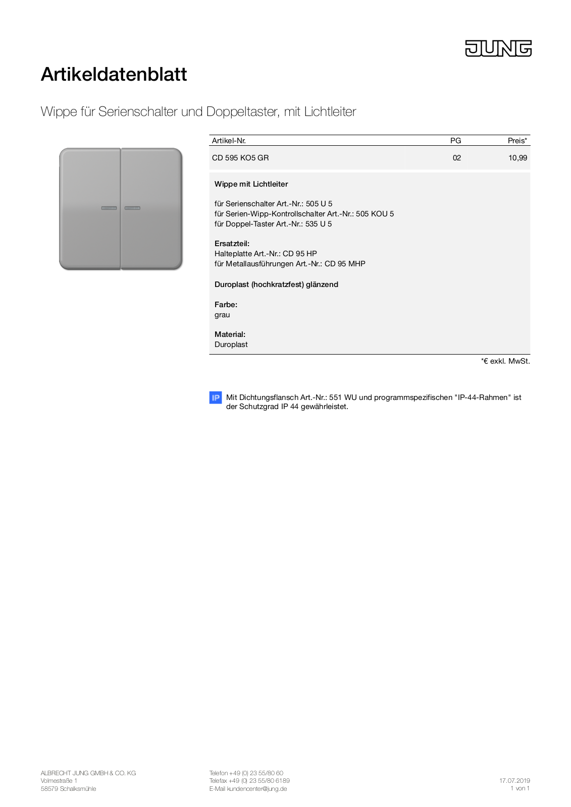 Jung CD 595 KO5 GR User Manual