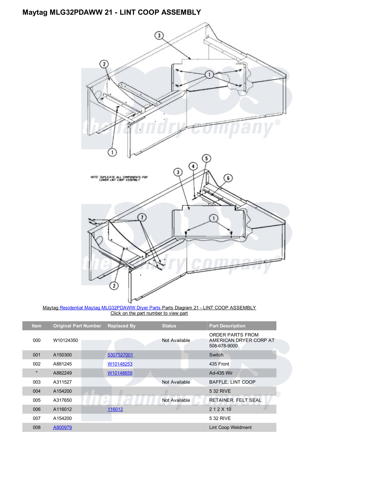 Maytag MLG32PDAWW Parts Diagram