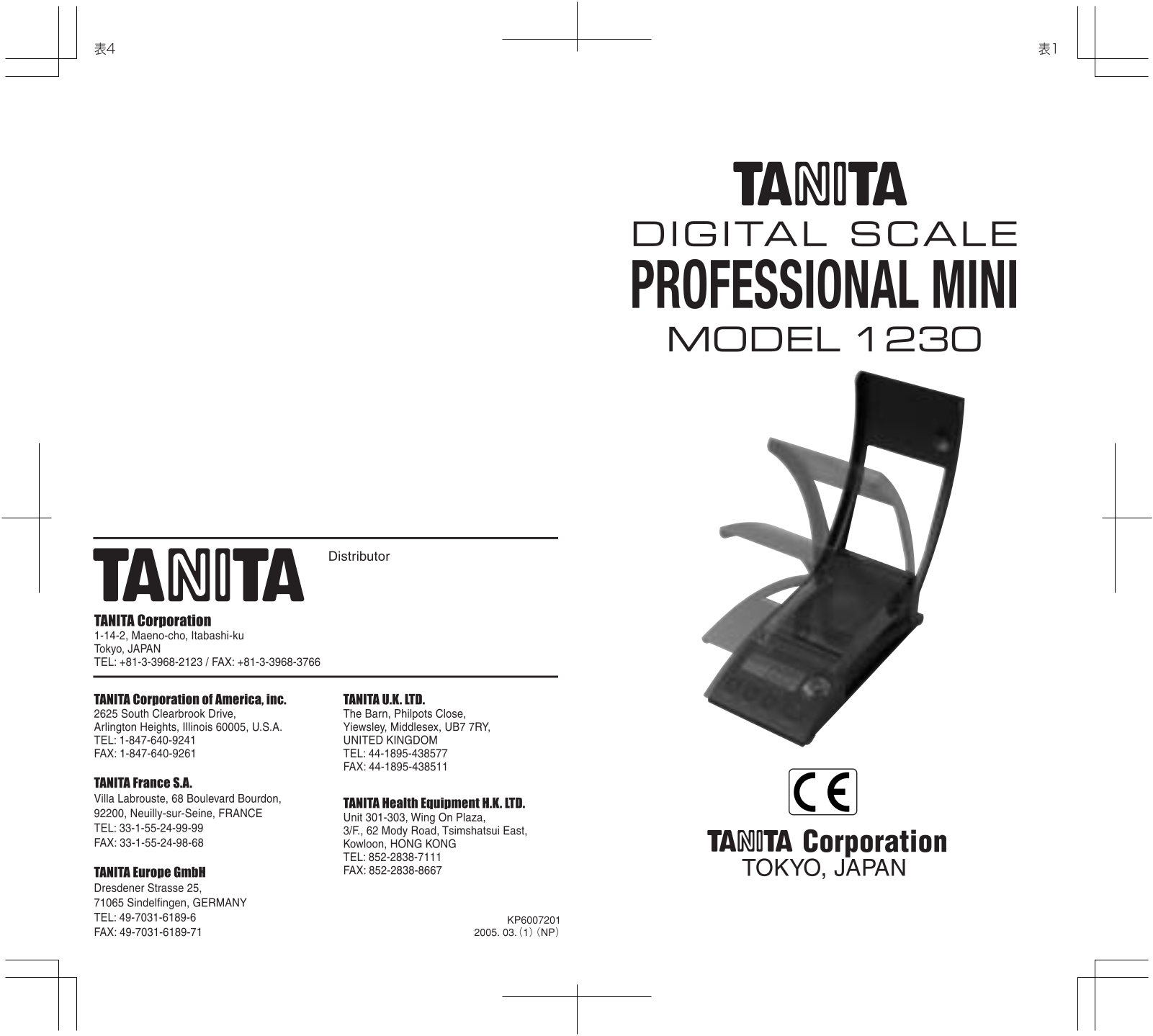 Tanita 1230 Owner's Manual