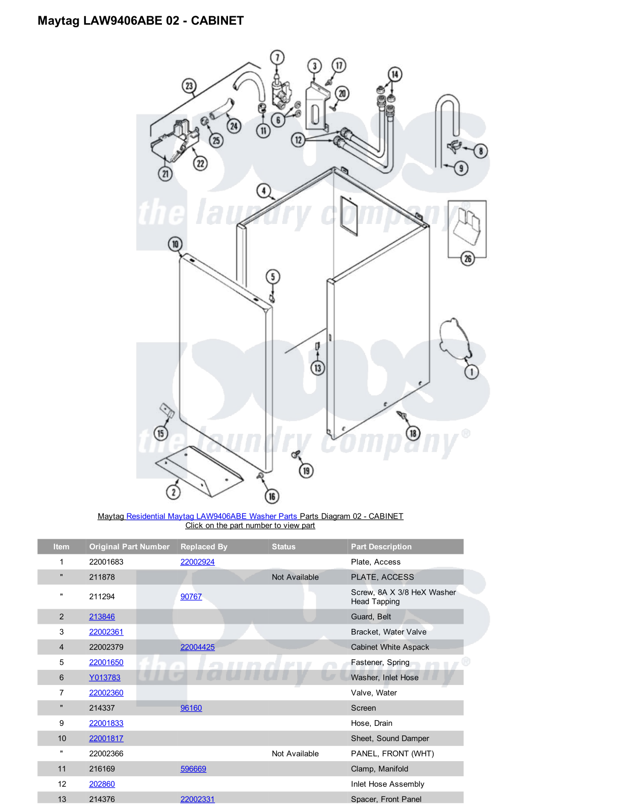 Maytag LAW9406ABE Parts Diagram