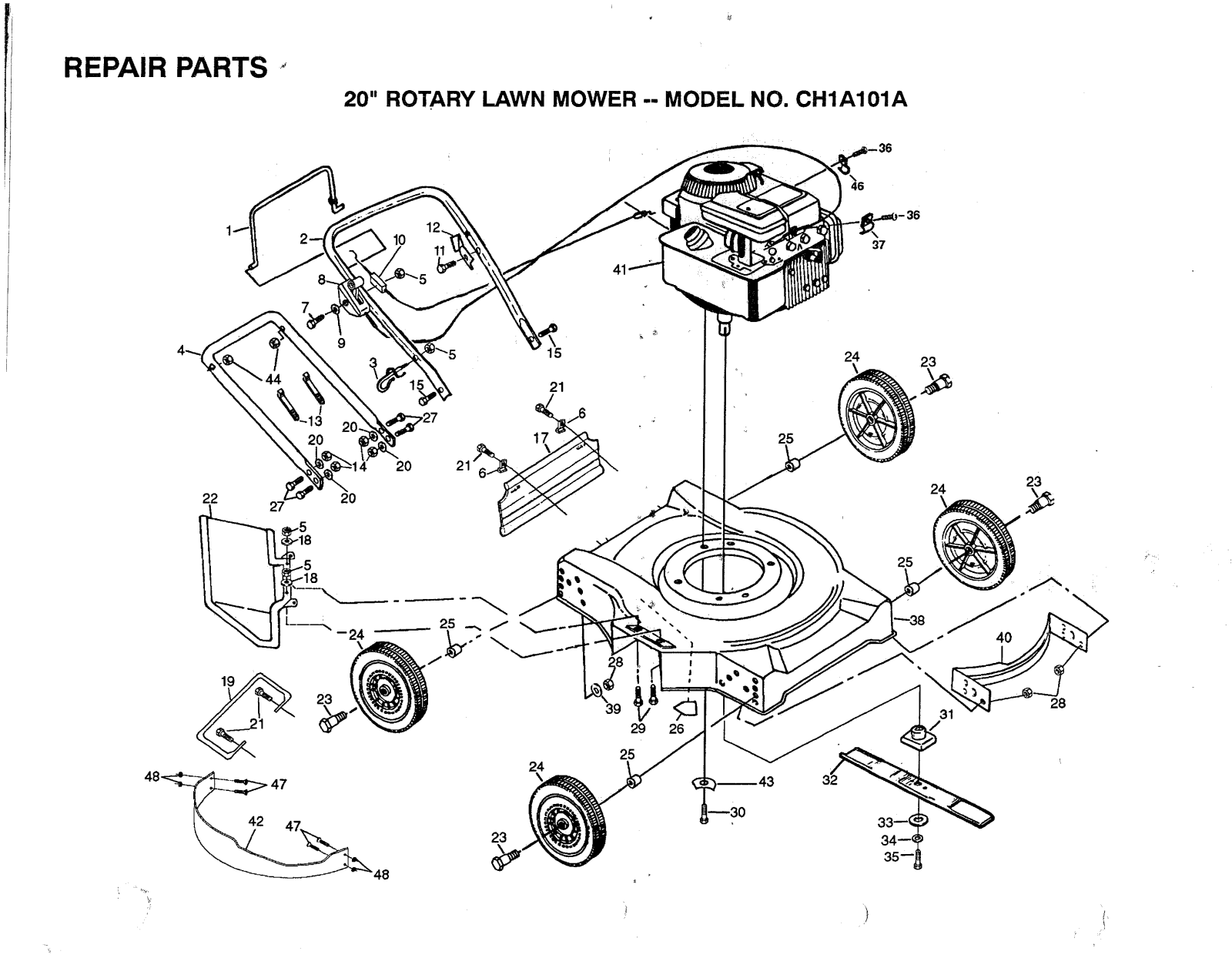 AYP CH1A101A Parts List