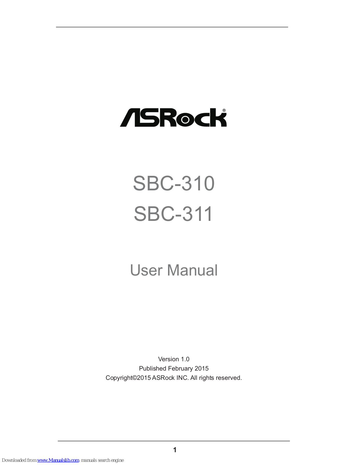 ASROCK SBC-311, SBC-310 User Manual