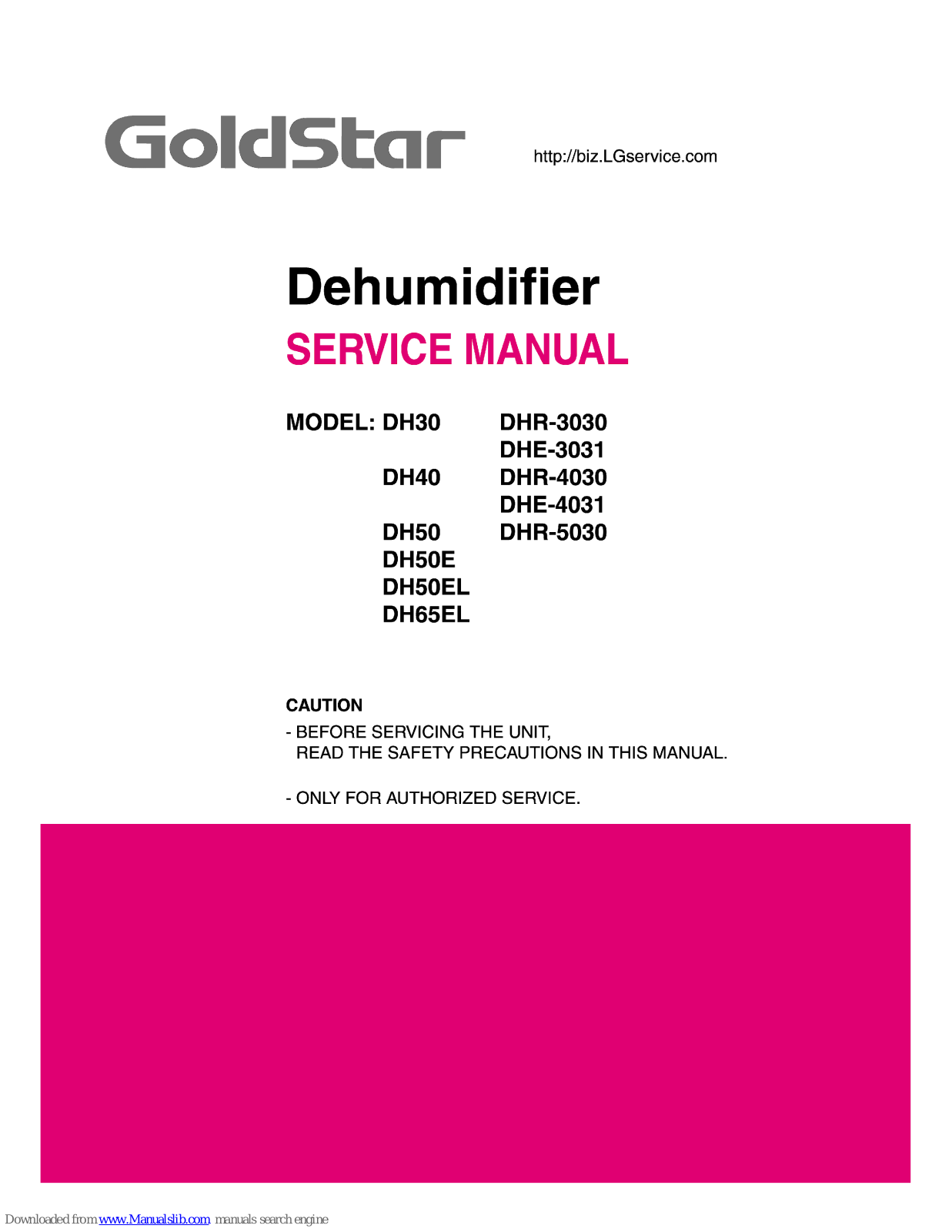 Goldstar DH50EL, DH50E, DH50, DH40, DH30 Service Manual