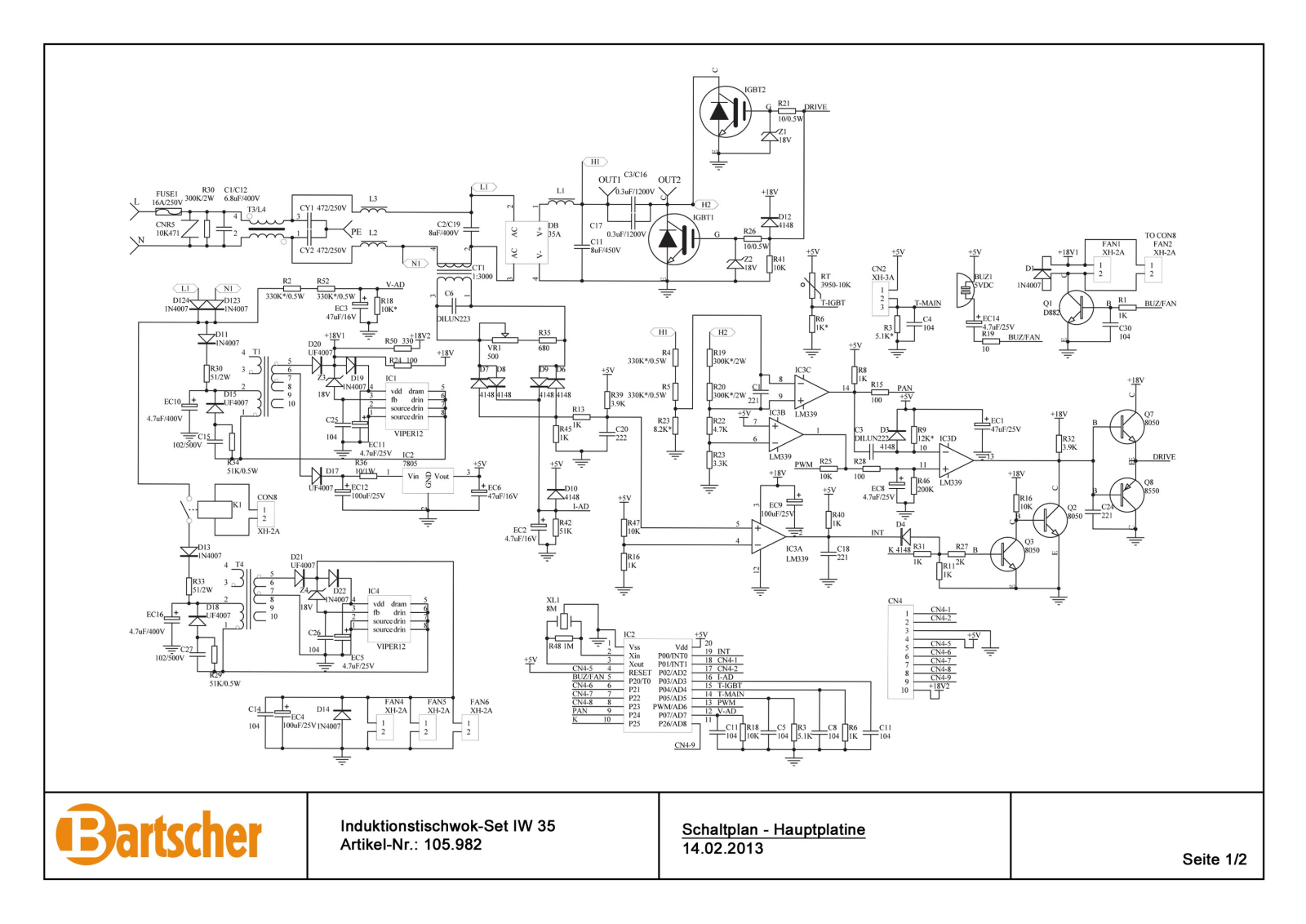 Bartscher IW 35, 105.982 Electrical schema