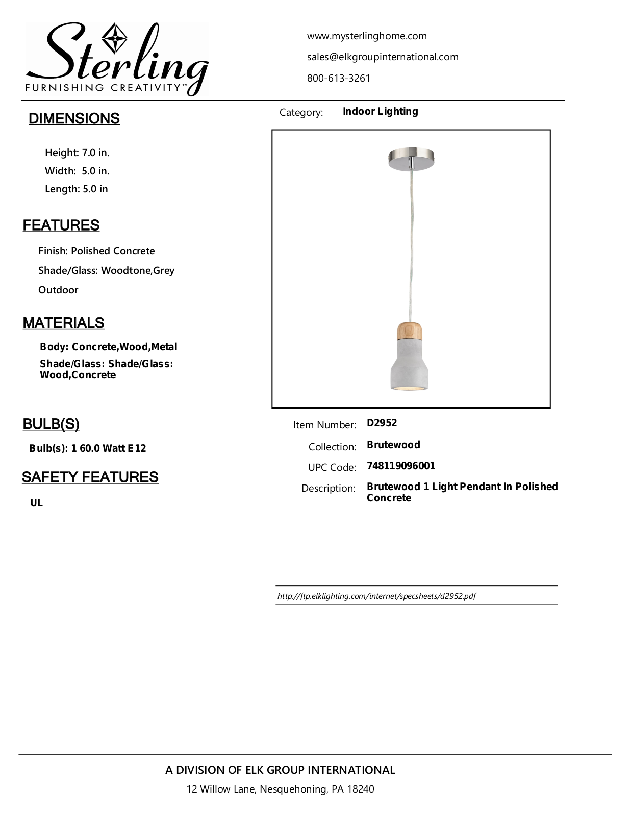 ELK Home D2952 User Manual