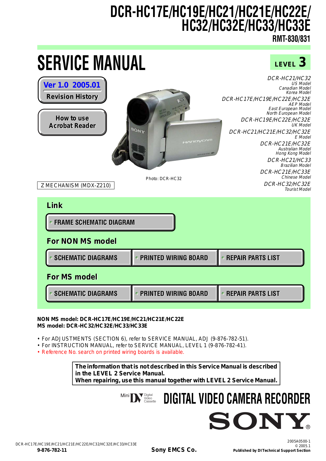 Sony DCR-HC33E, DCR-HC32E, DCR-HC33, DCR-HC21, DCR-HC21E User Manual