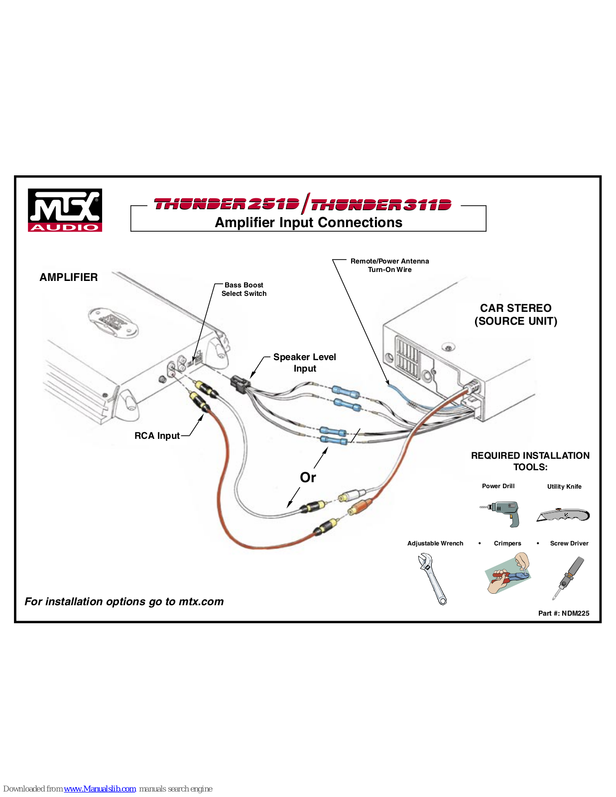 MTX THUNDER 251B, THUNDER 311B, Thunder 251D, Thunder 311D Connection Manual - ManualMachine.com
