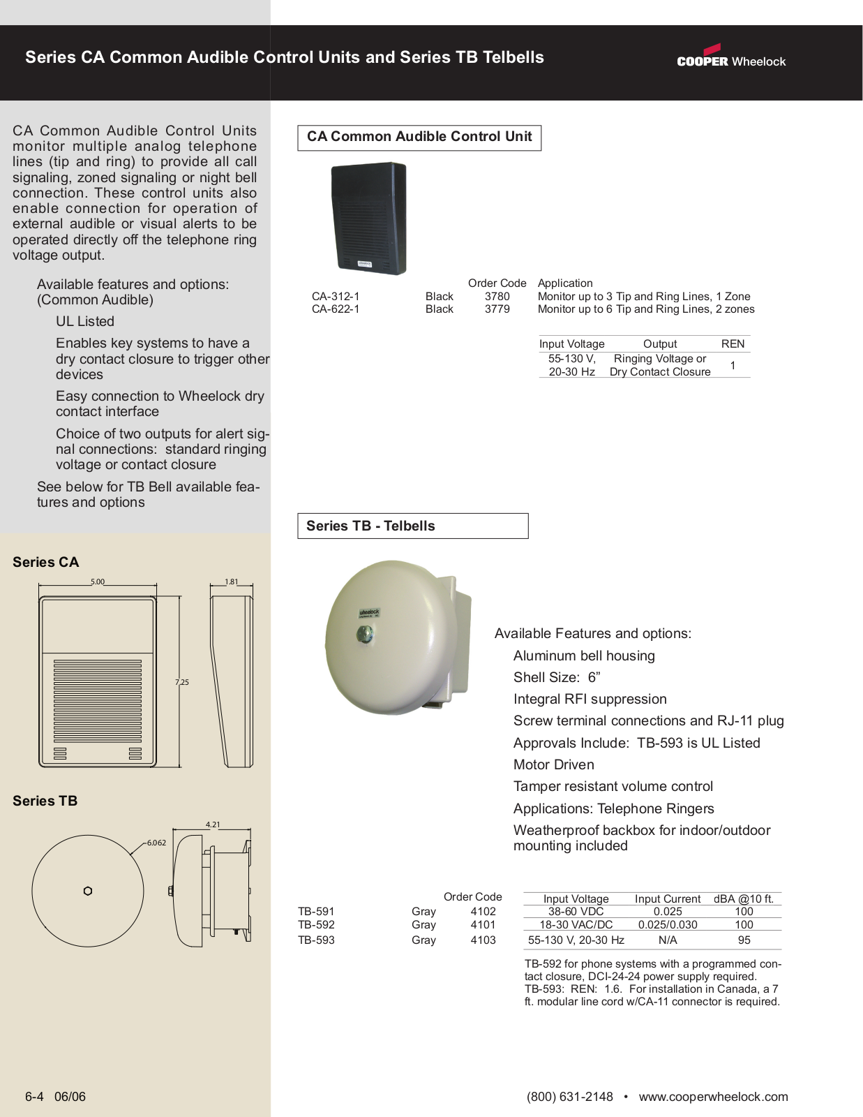 wheelock TB-593, CA-622-1, CA-312-1, TB-591-592 Service Manual