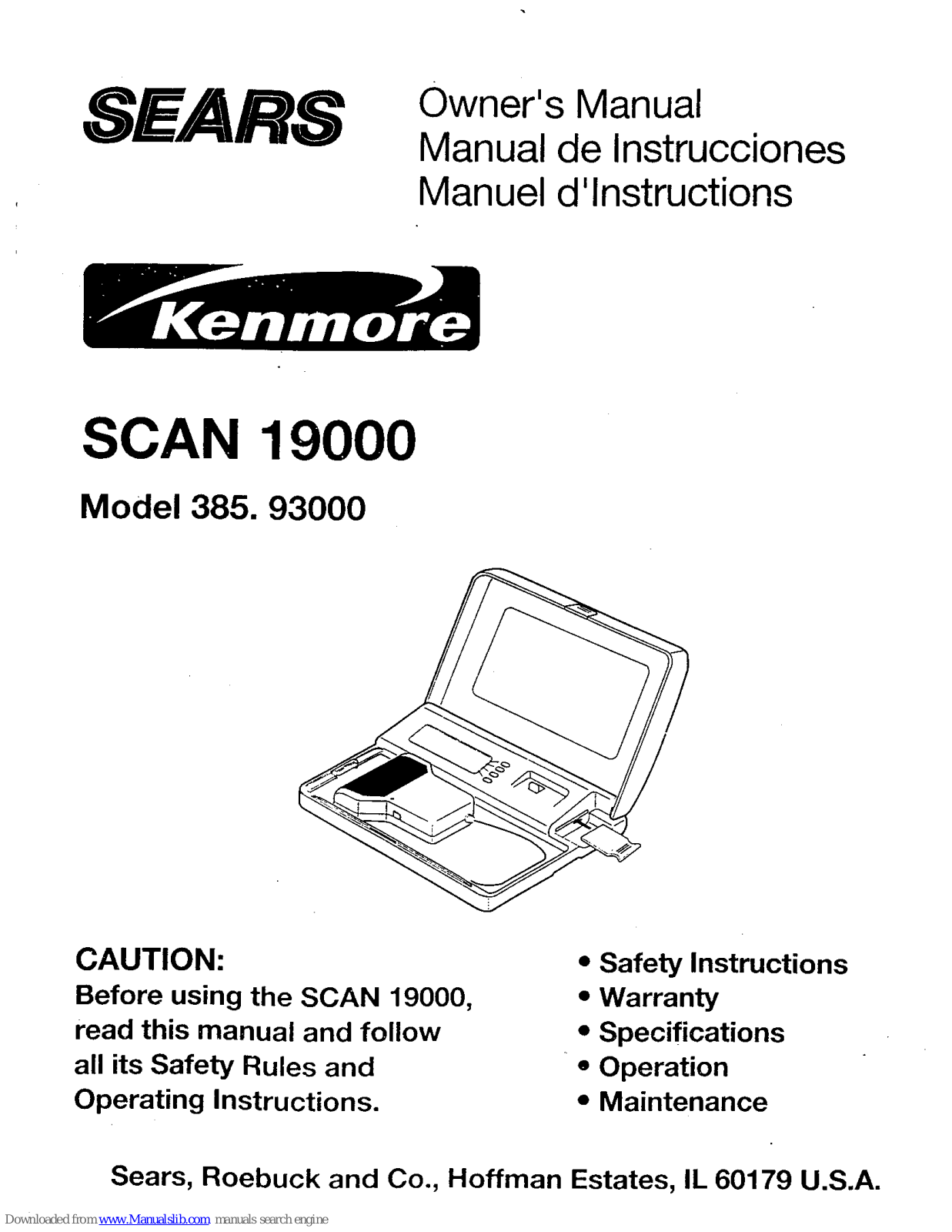 Kenmore SCAN 19000, 385.93000 Owner's Manual - ManualMachine.com