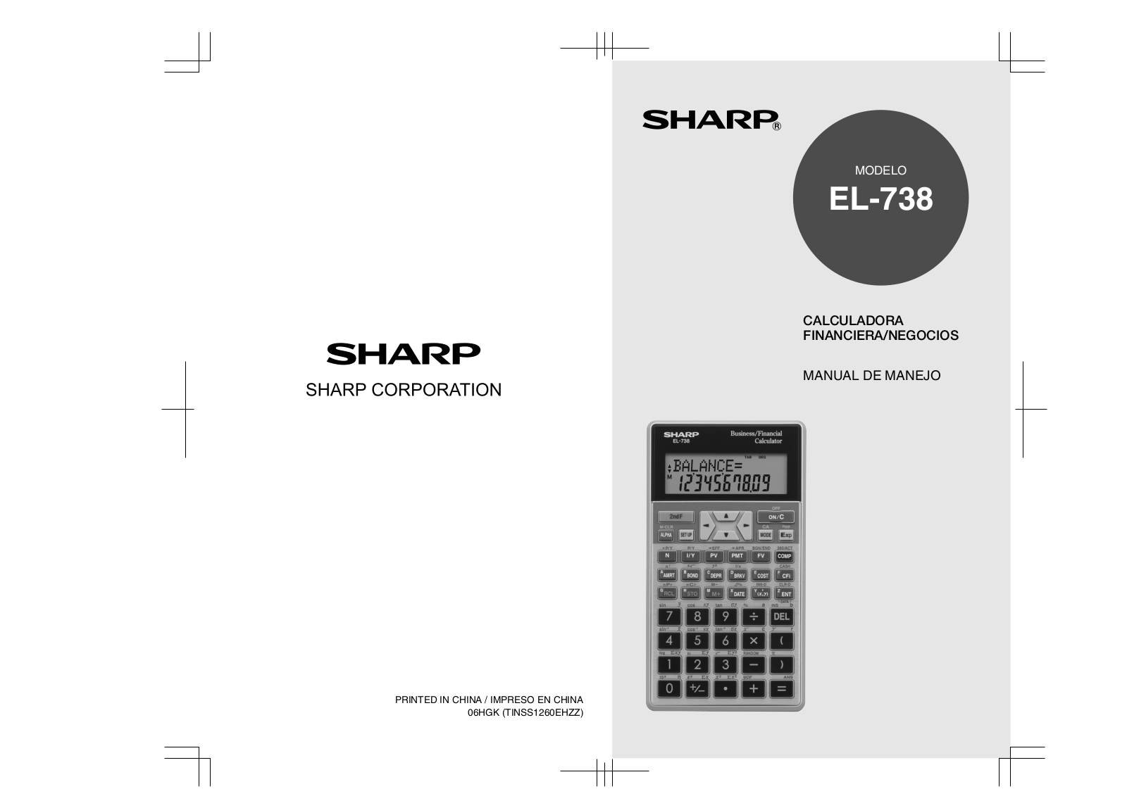 Sharp EL-738 User Manual