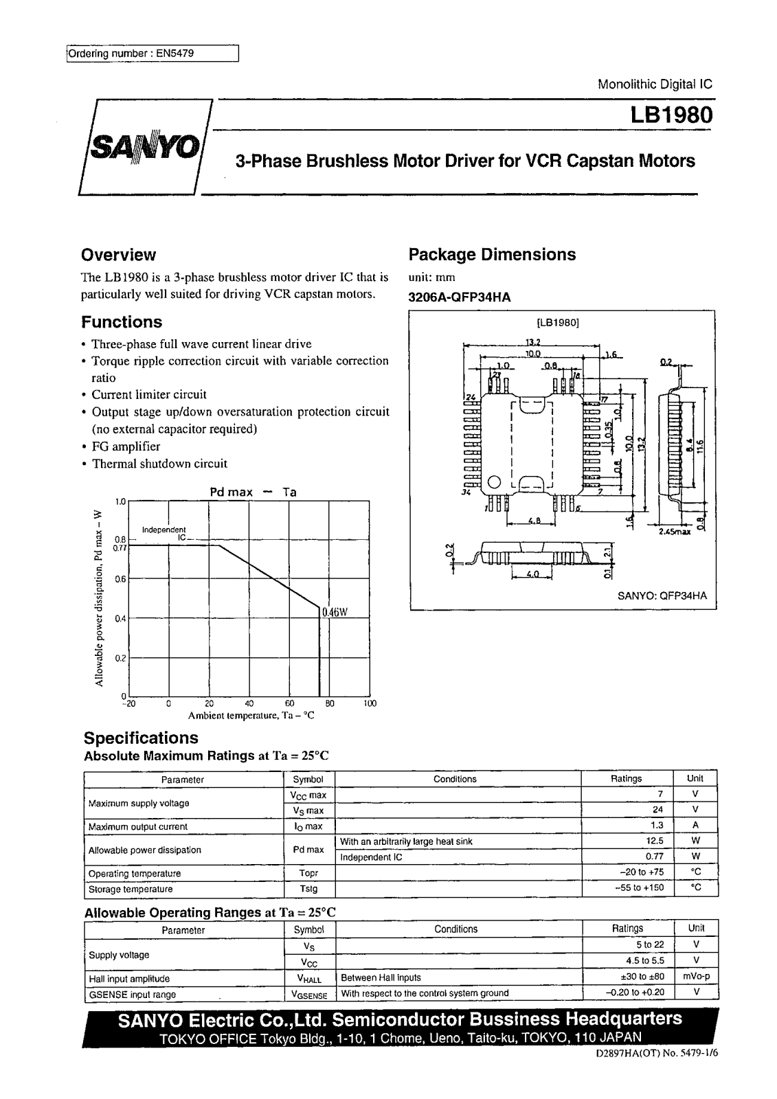 SANYO LB1980 Datasheet