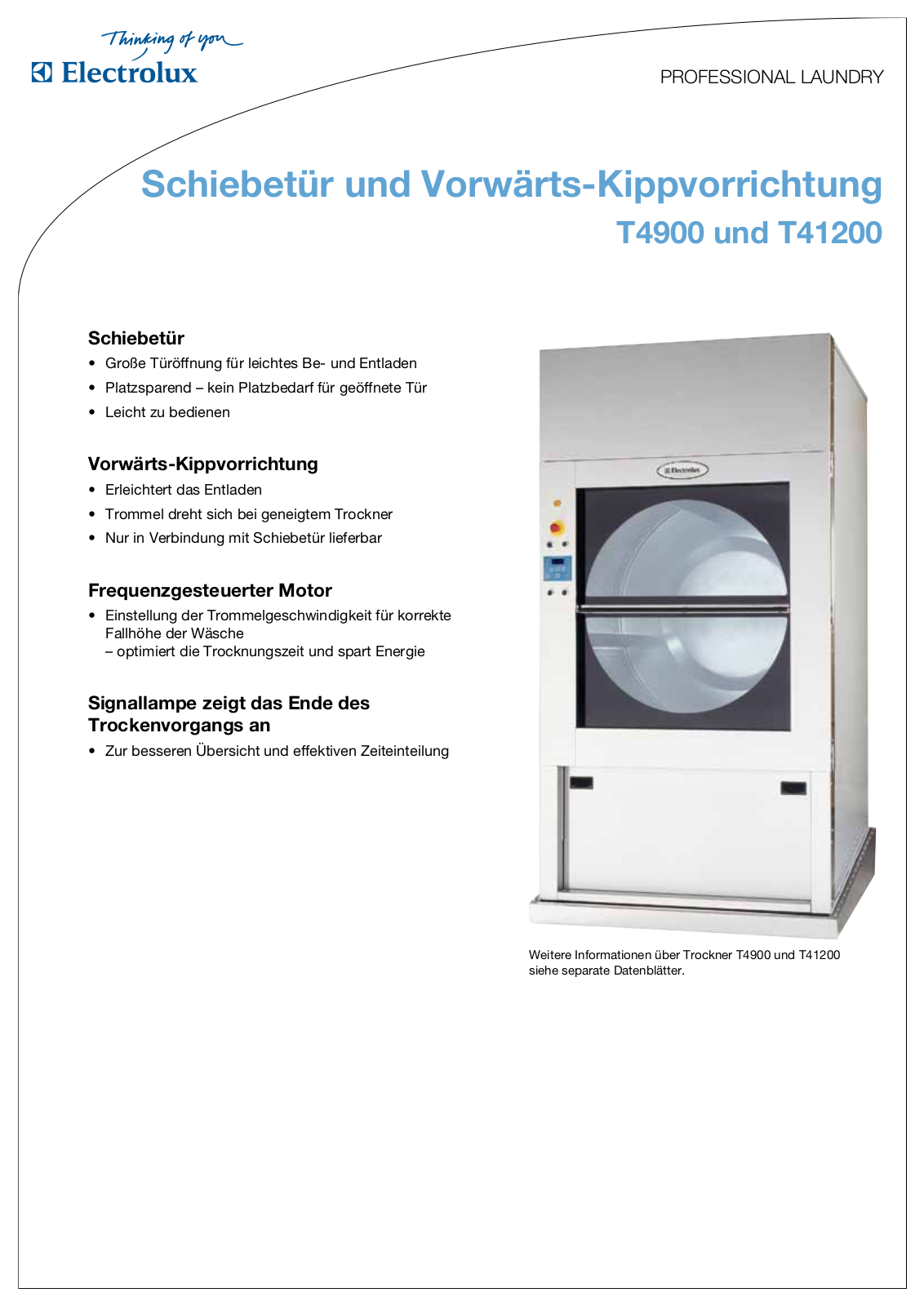 Electrolux T41200, T4900 DATASHEET