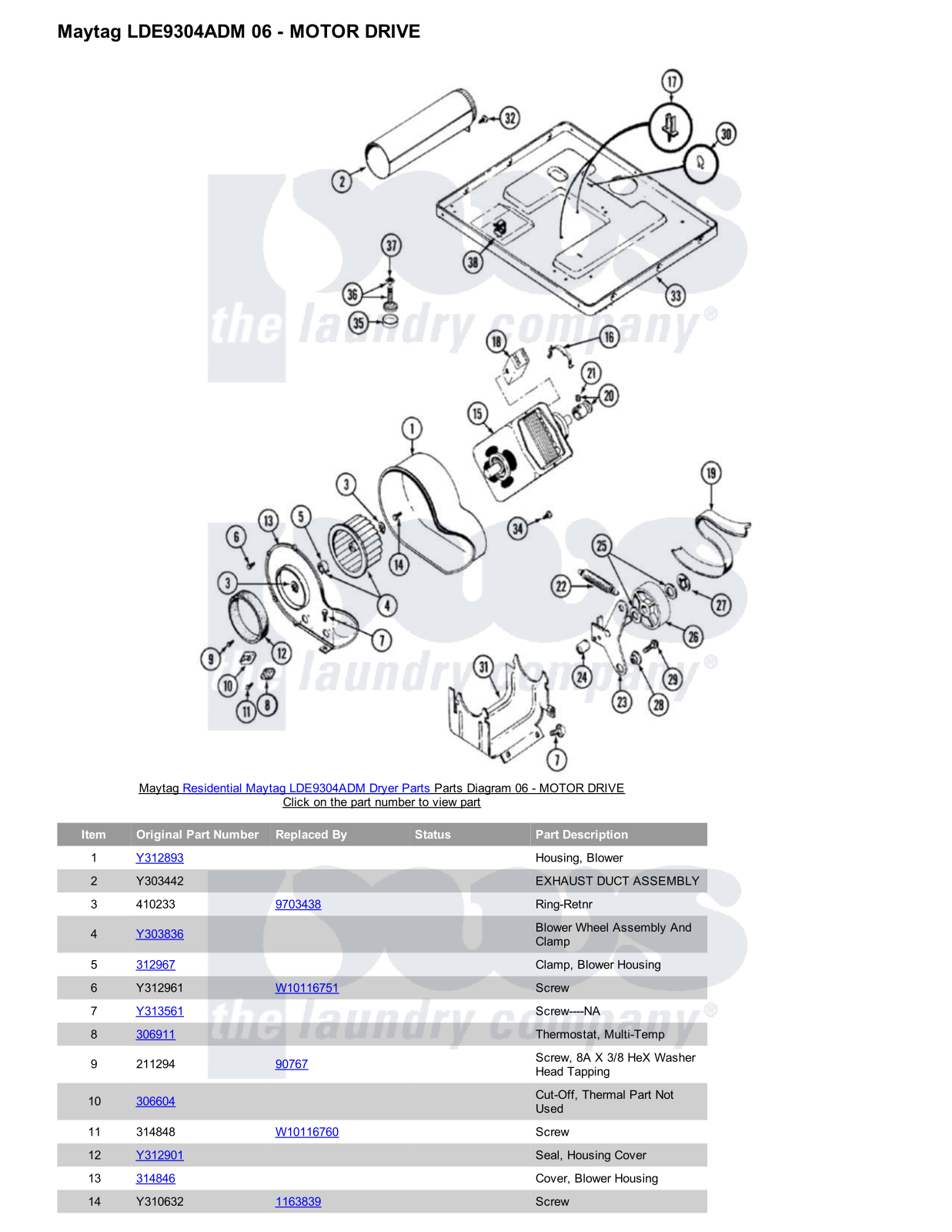 Maytag LDE9304ADM Parts Diagram