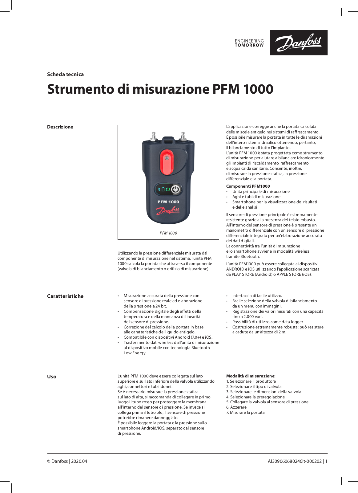 Danfoss PFM 1000 Data sheet