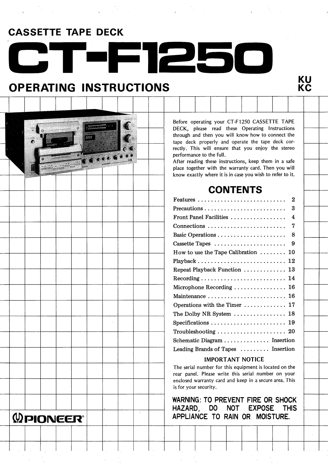 Pioneer CTF-1250 Owners manual