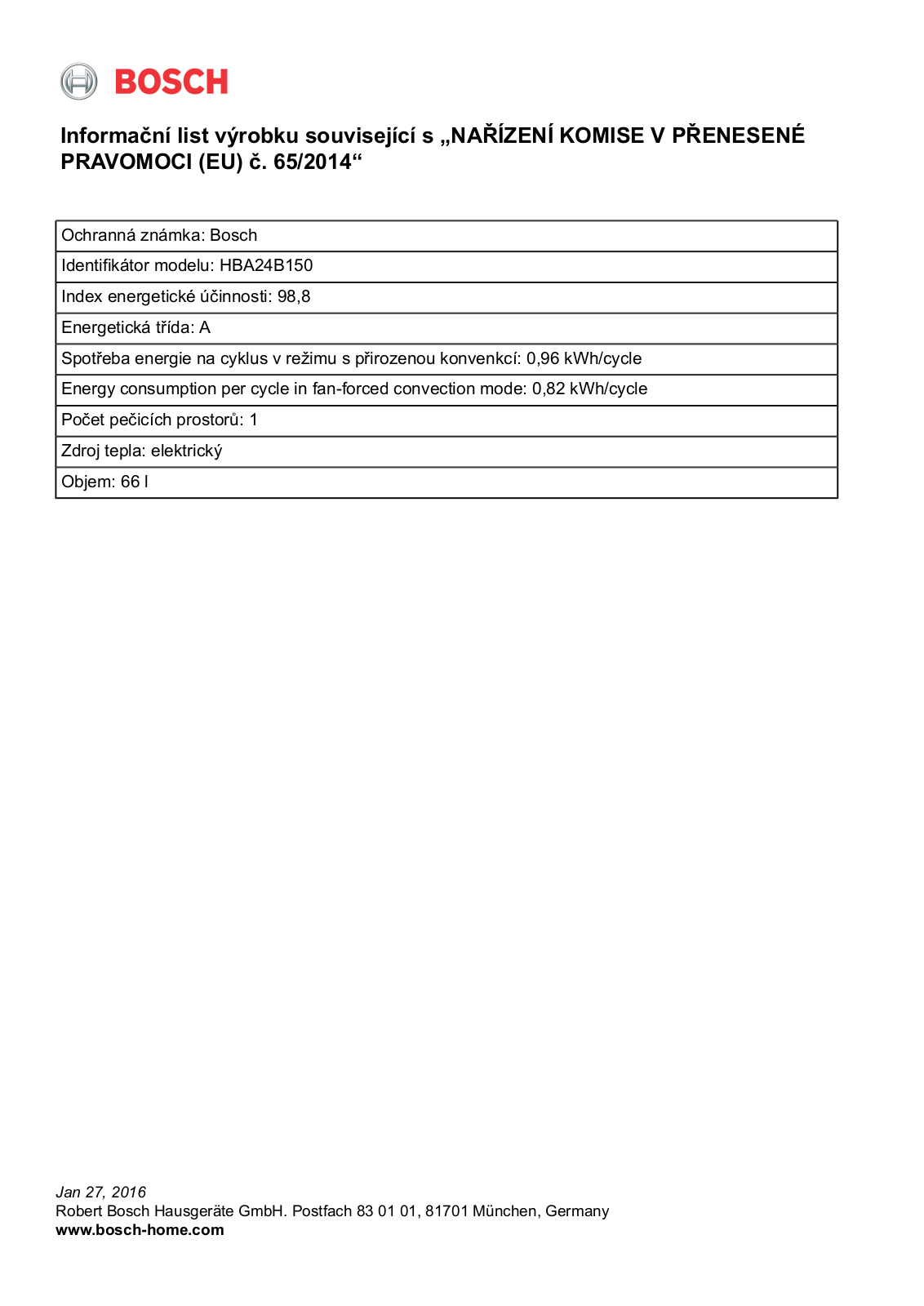 Bosch HBA 24B150 User Manual