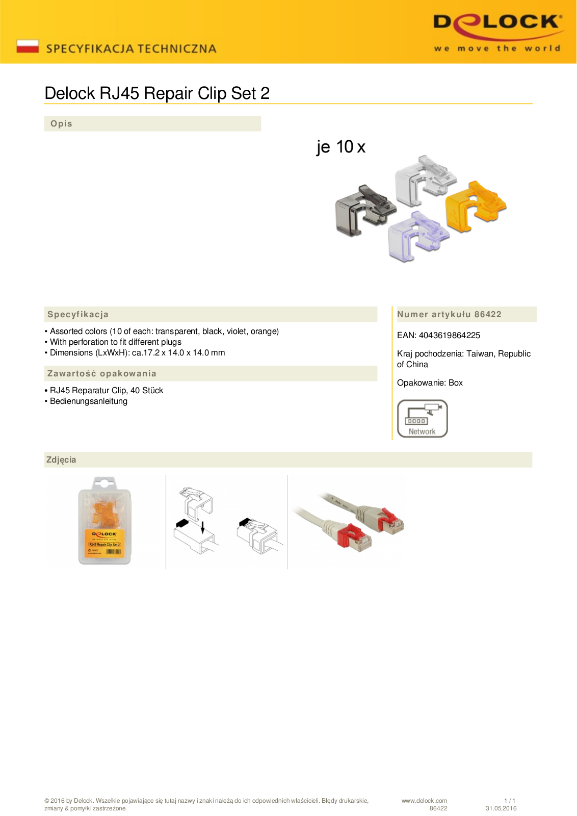 DeLOCK RJ-45 repair Clip Set 2 User Manual