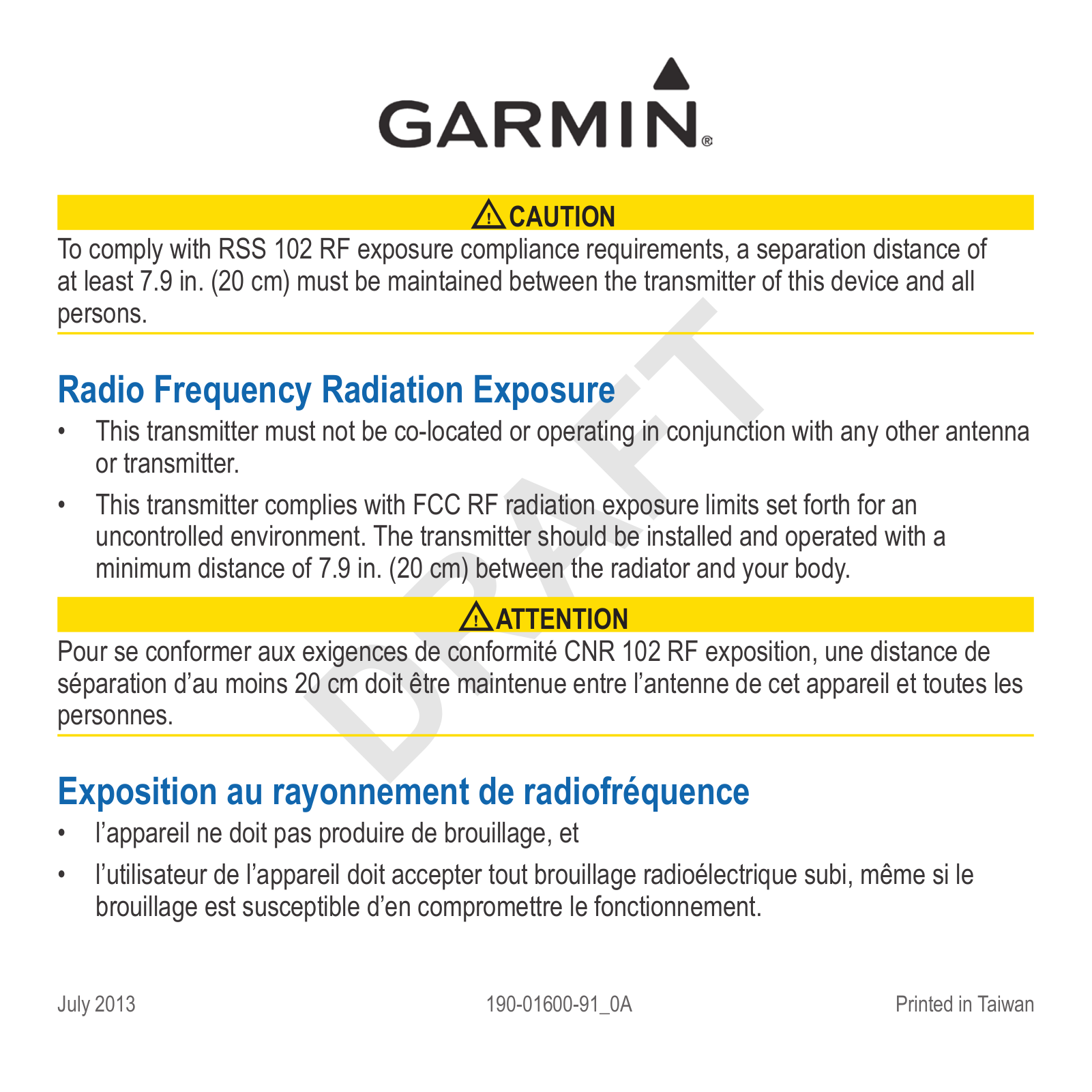 Garmin A3EVNX01, A3EVNX02 User Manual