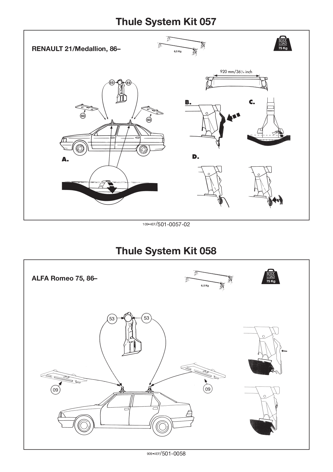 Thule 57, 58 User Manual