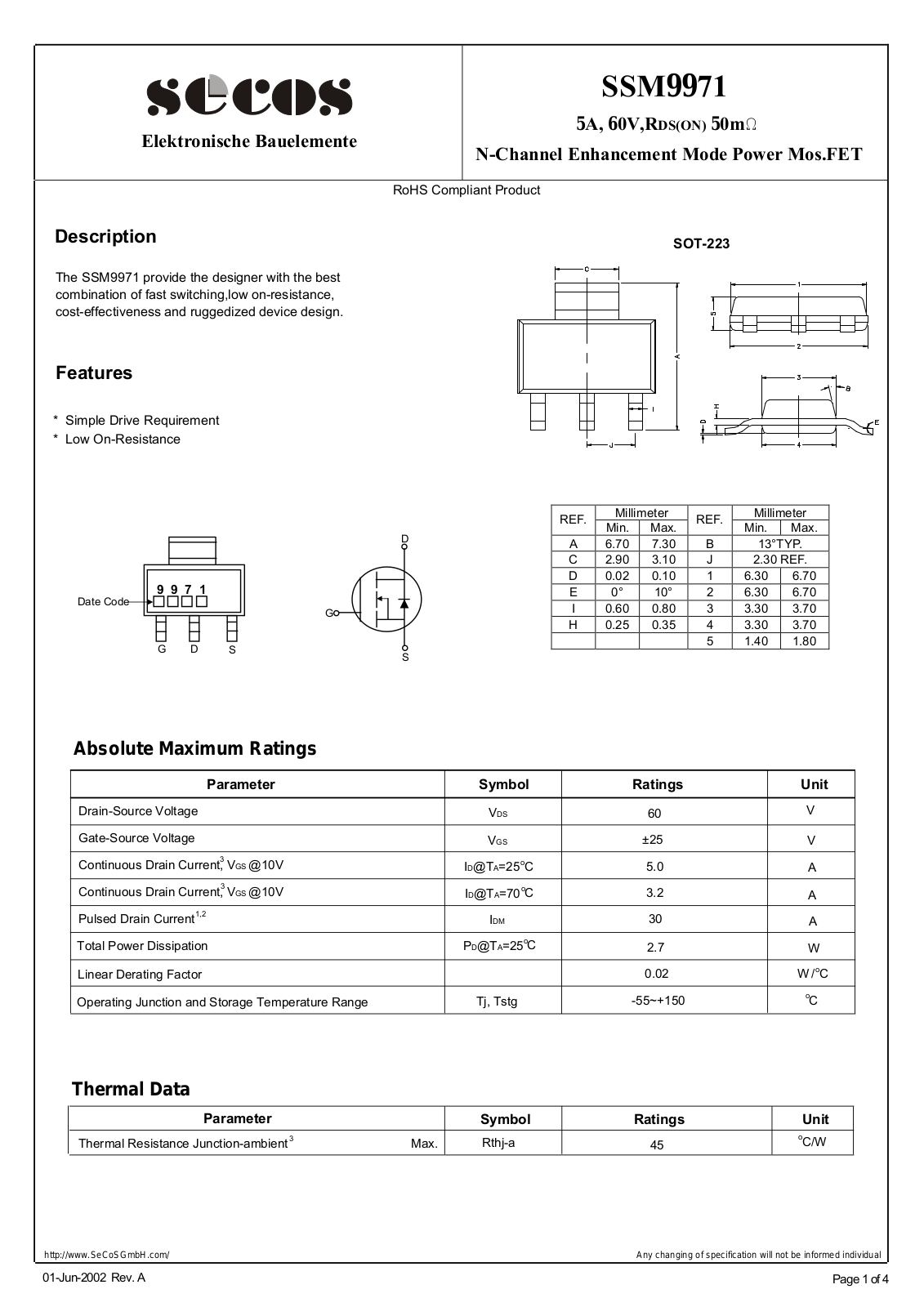 Datasheet ssm9971 Datasheet - ManualMachine.com