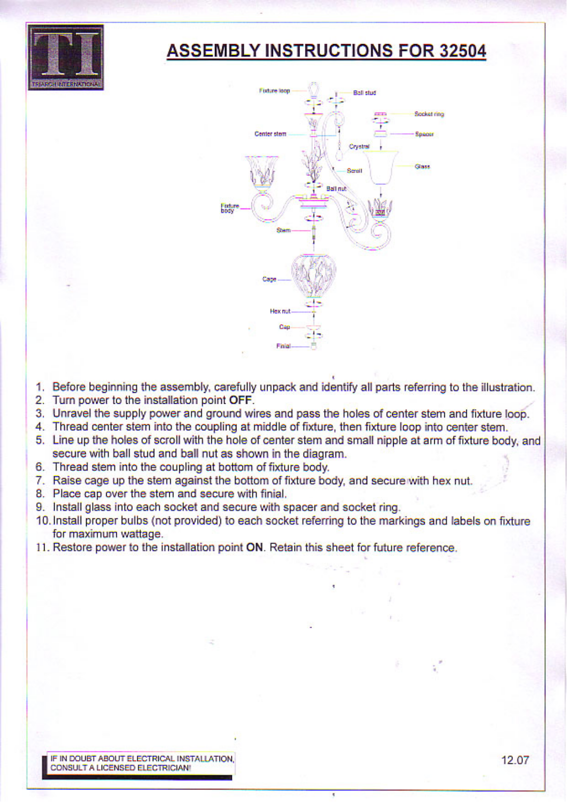 Triarch 32504 User Manual