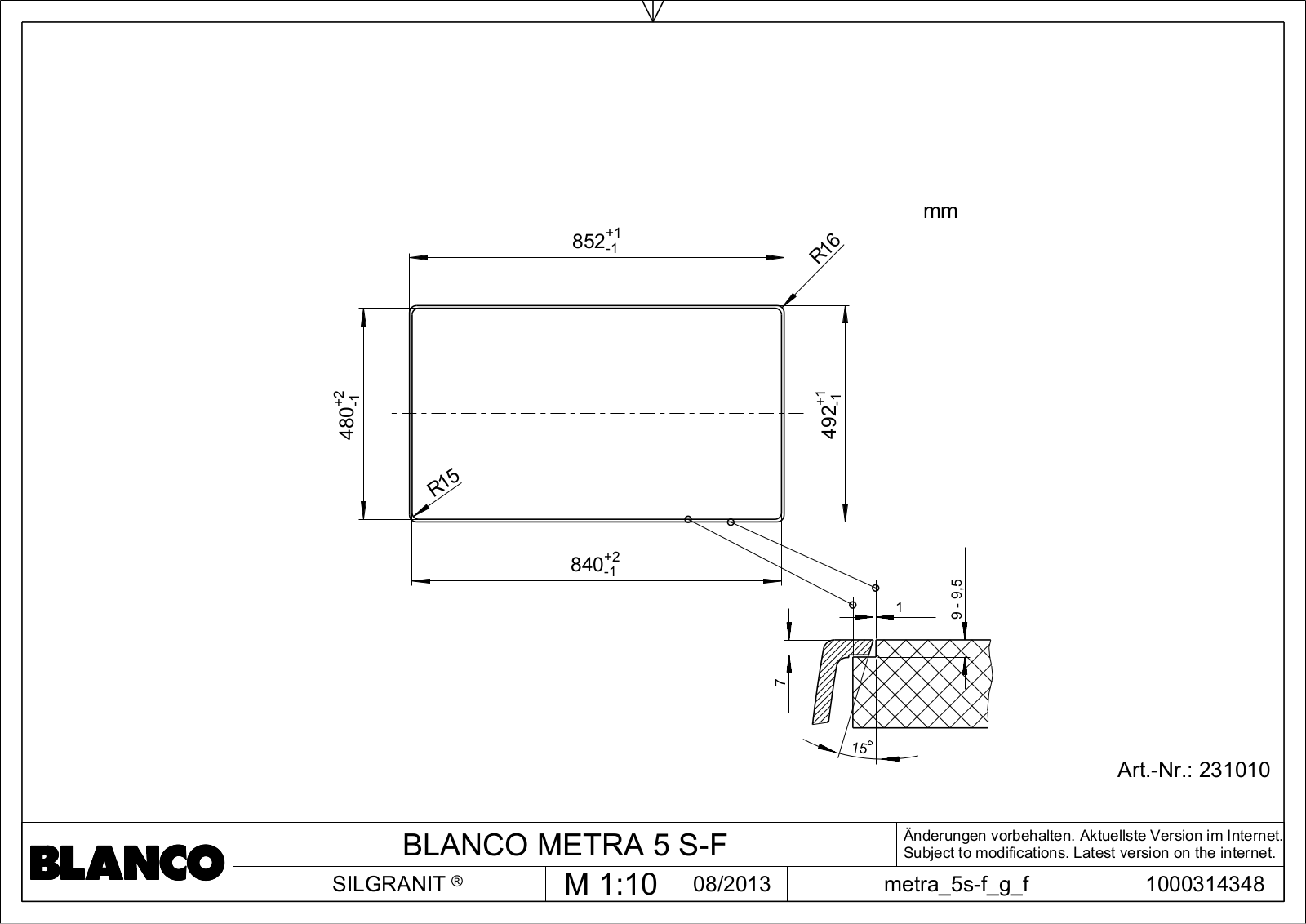 Blanco Metra 5 S-F User Manual