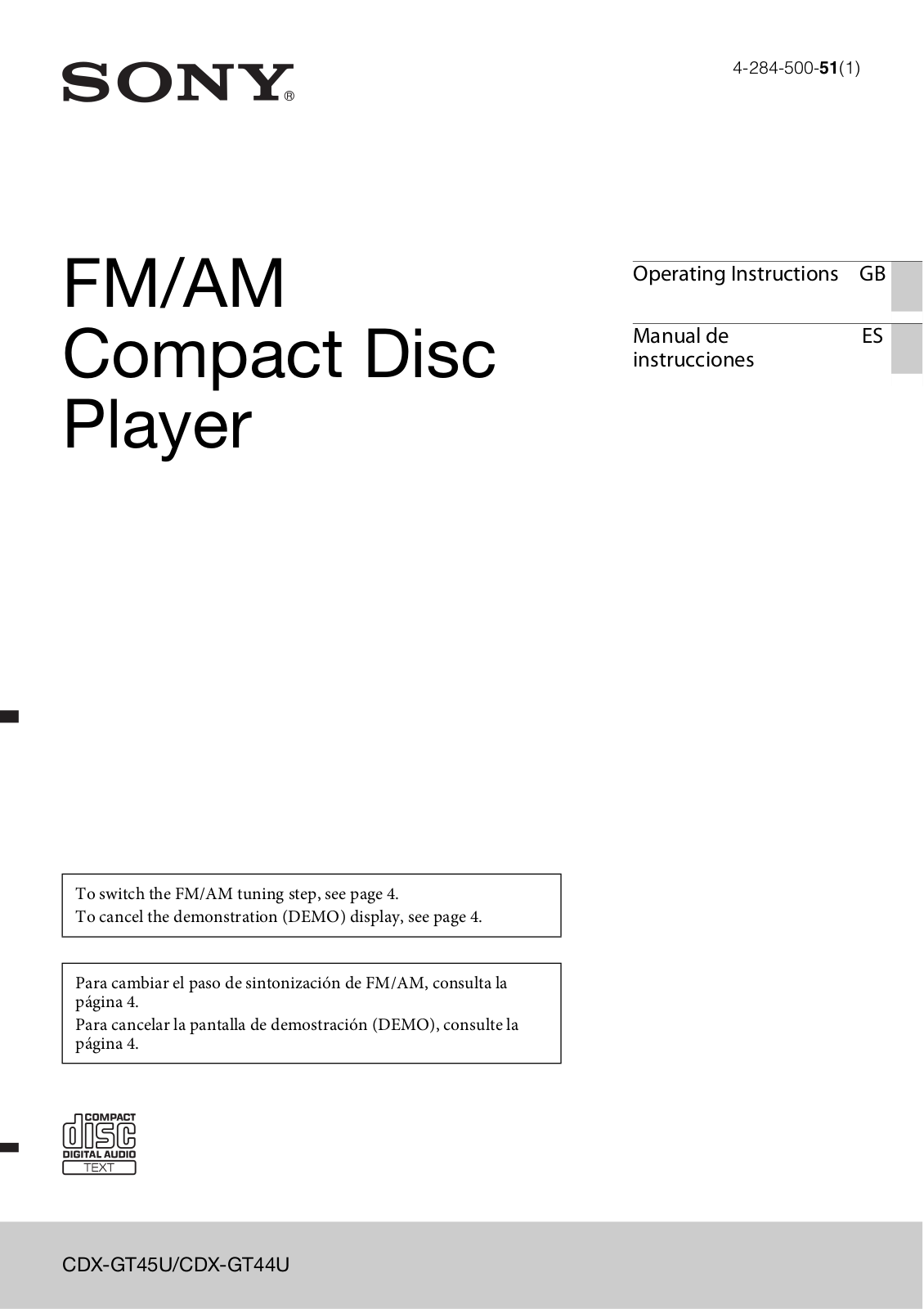 Sony CDX-GT45U User Manual