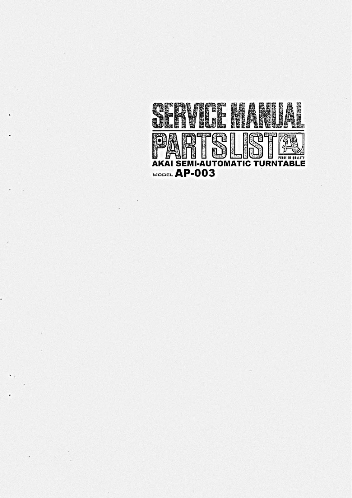 Akai AP-003 Service Manual