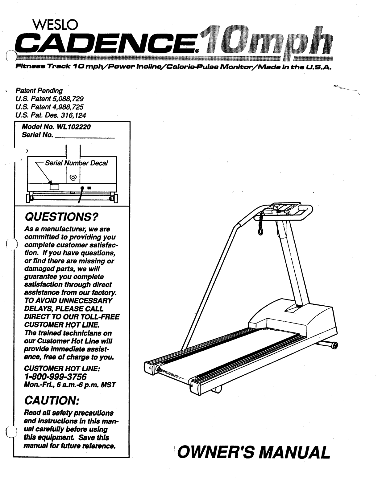 Weslo WL102220 Owner's Manual