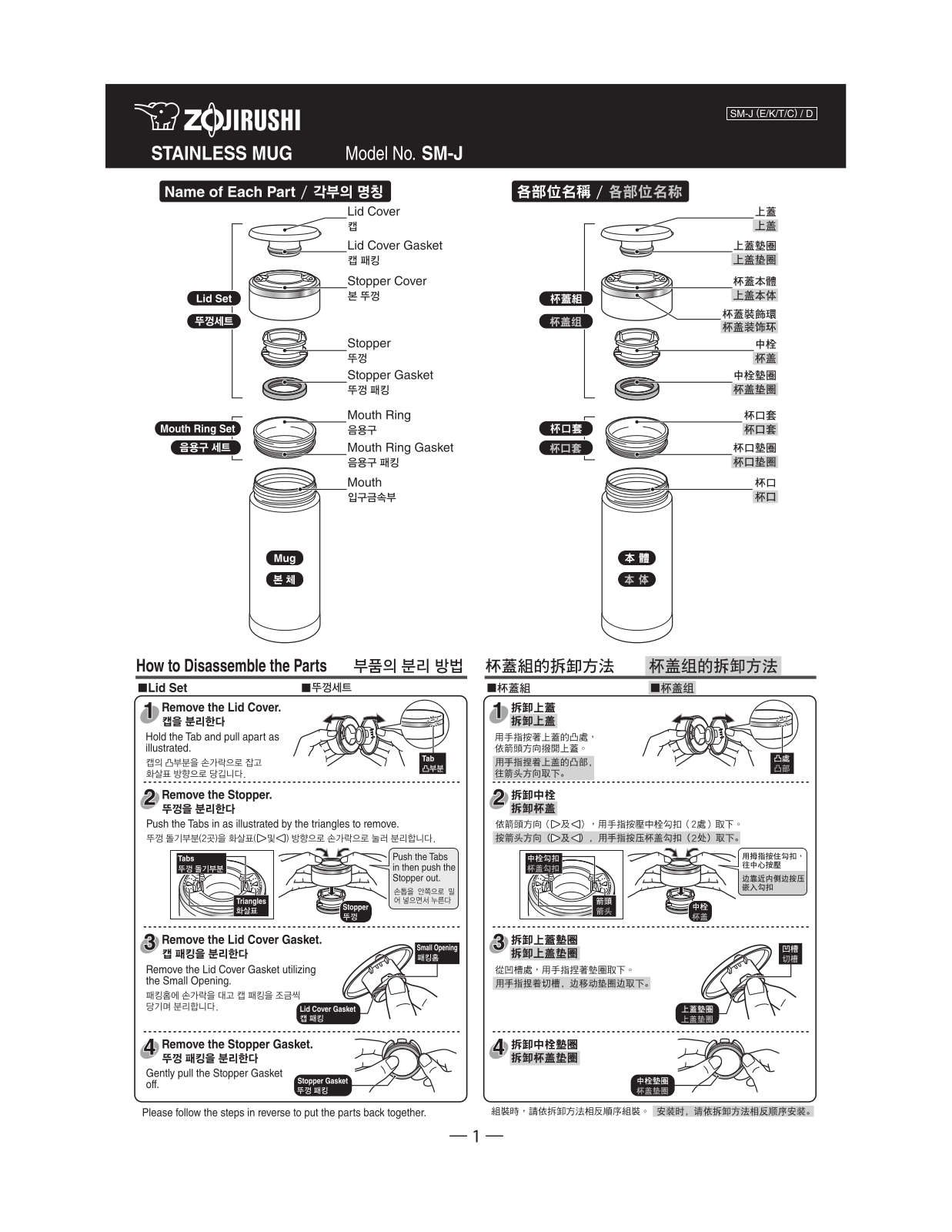 Zojirushi SM-JA48 Installation  Manual