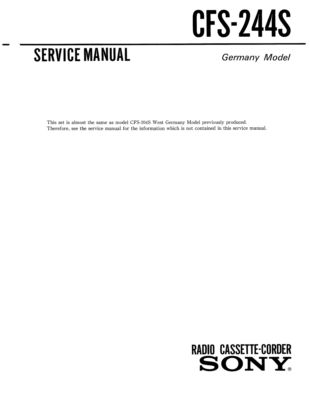 Sony CFS-244-S Service manual