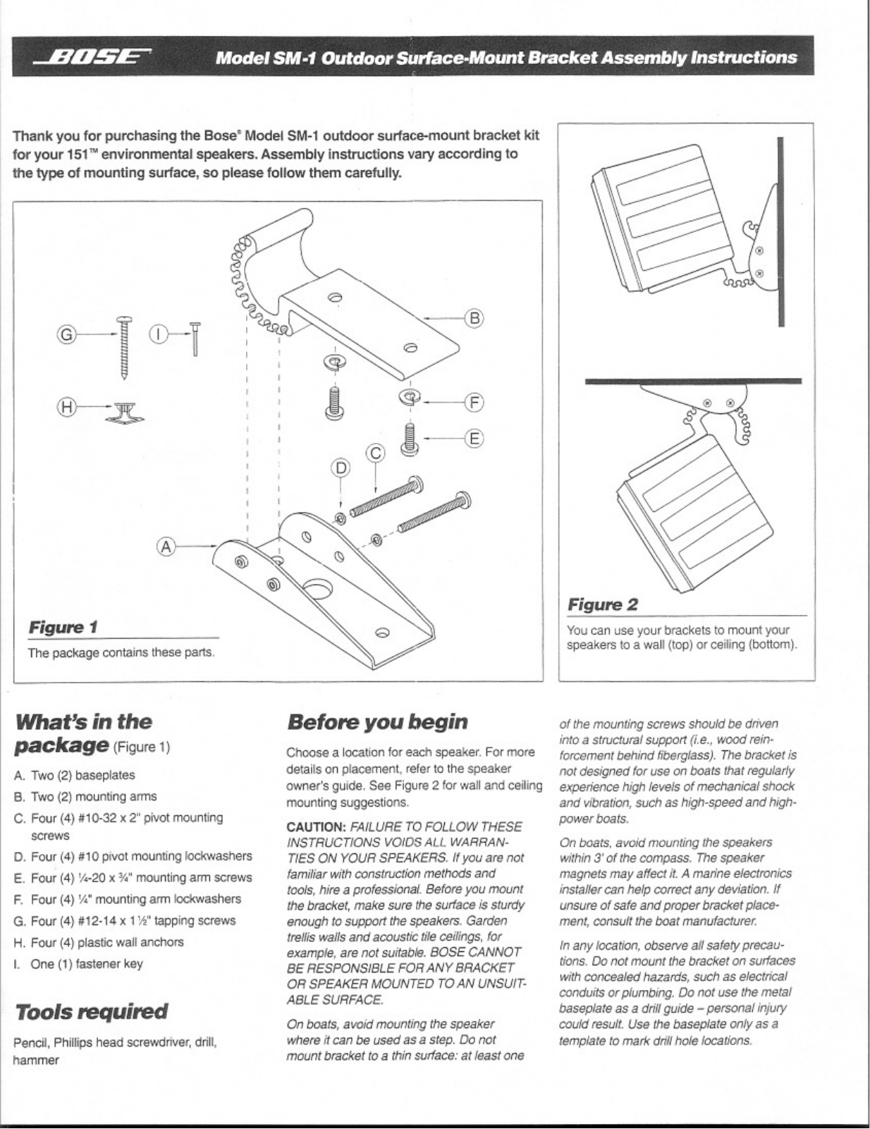 Bose SM-1 Owner Manual