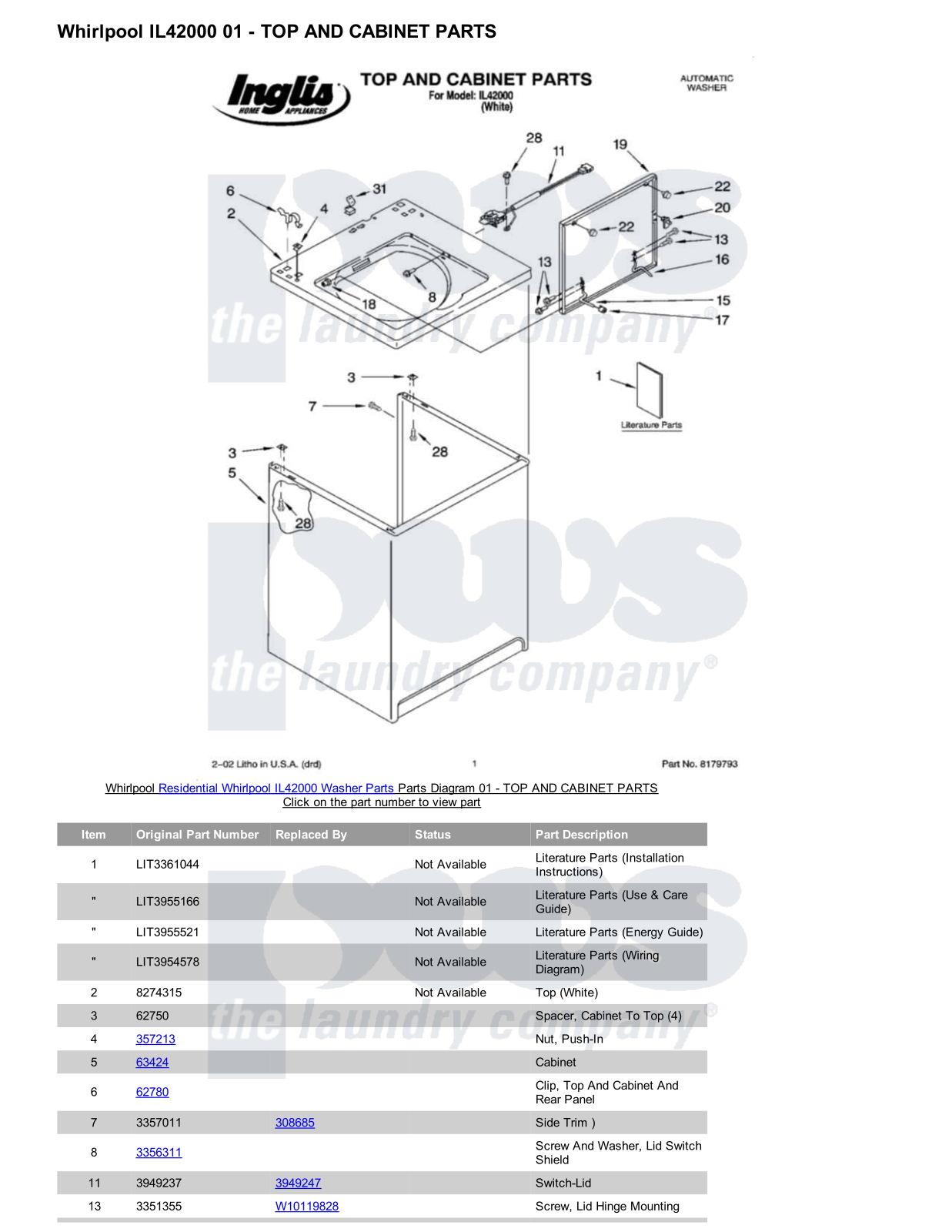 Whirlpool IL42000 Parts Diagram