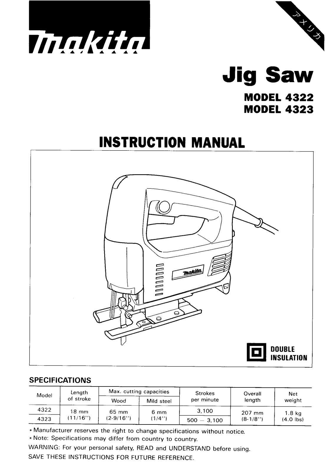 Makita 4322, 4323 User guide