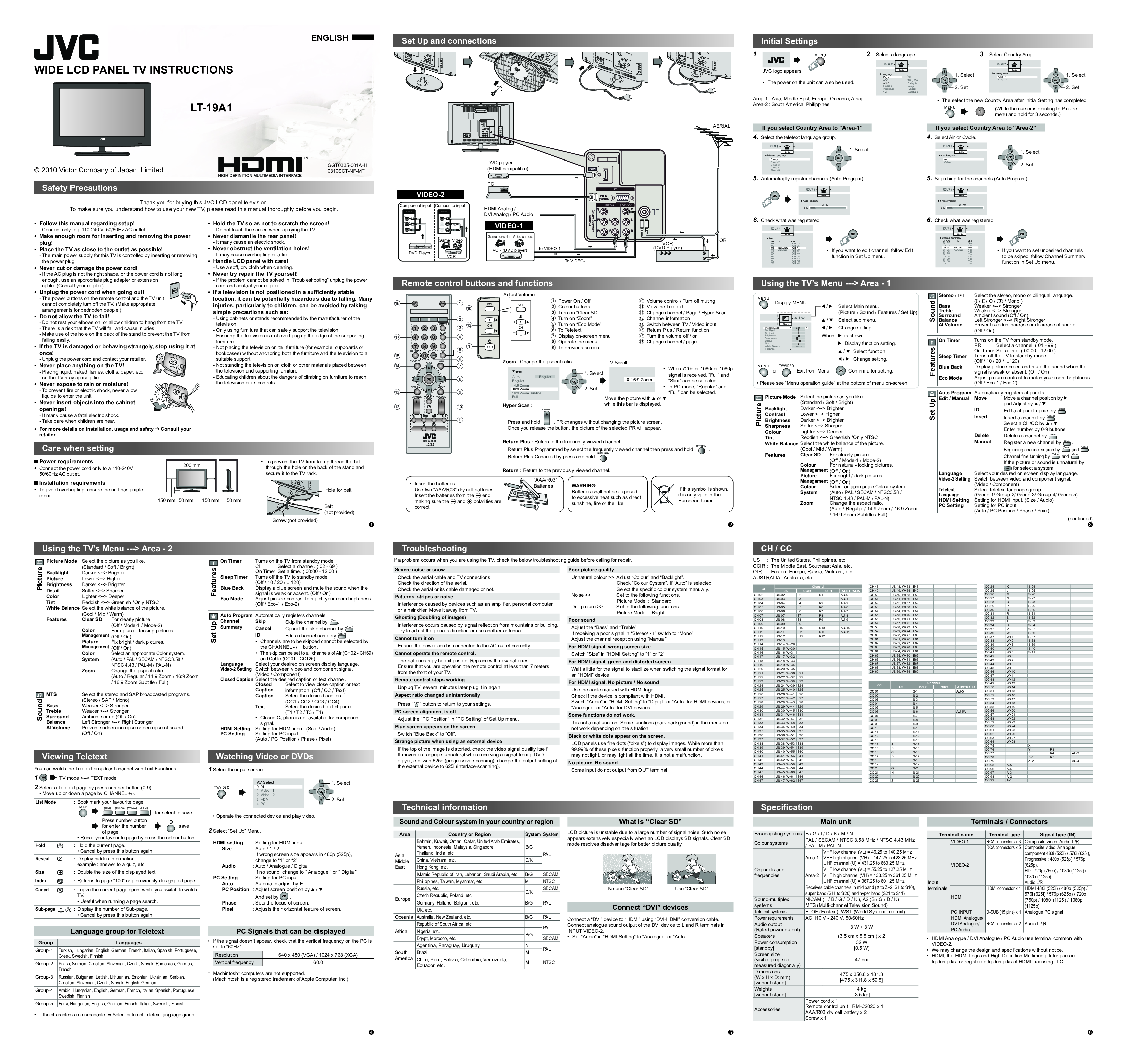 JVC GGT0335-001A-H, LT-19A1, 0310SCT-NF-MT User Manual