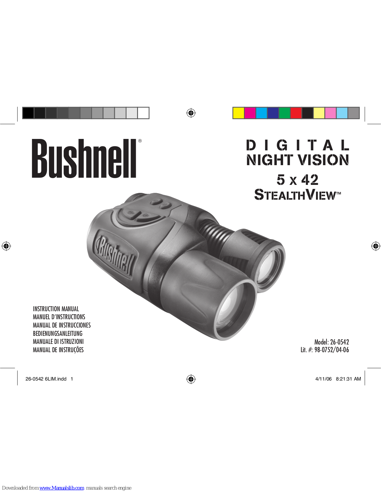 Bushnell Model 26-0542, Stealthview II, StealthView 26-0542 Instruction Manual