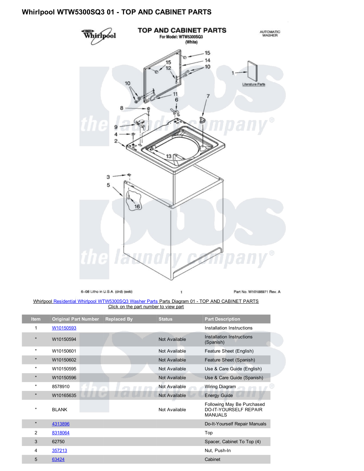 Whirlpool WTW5300SQ3 Parts Diagram