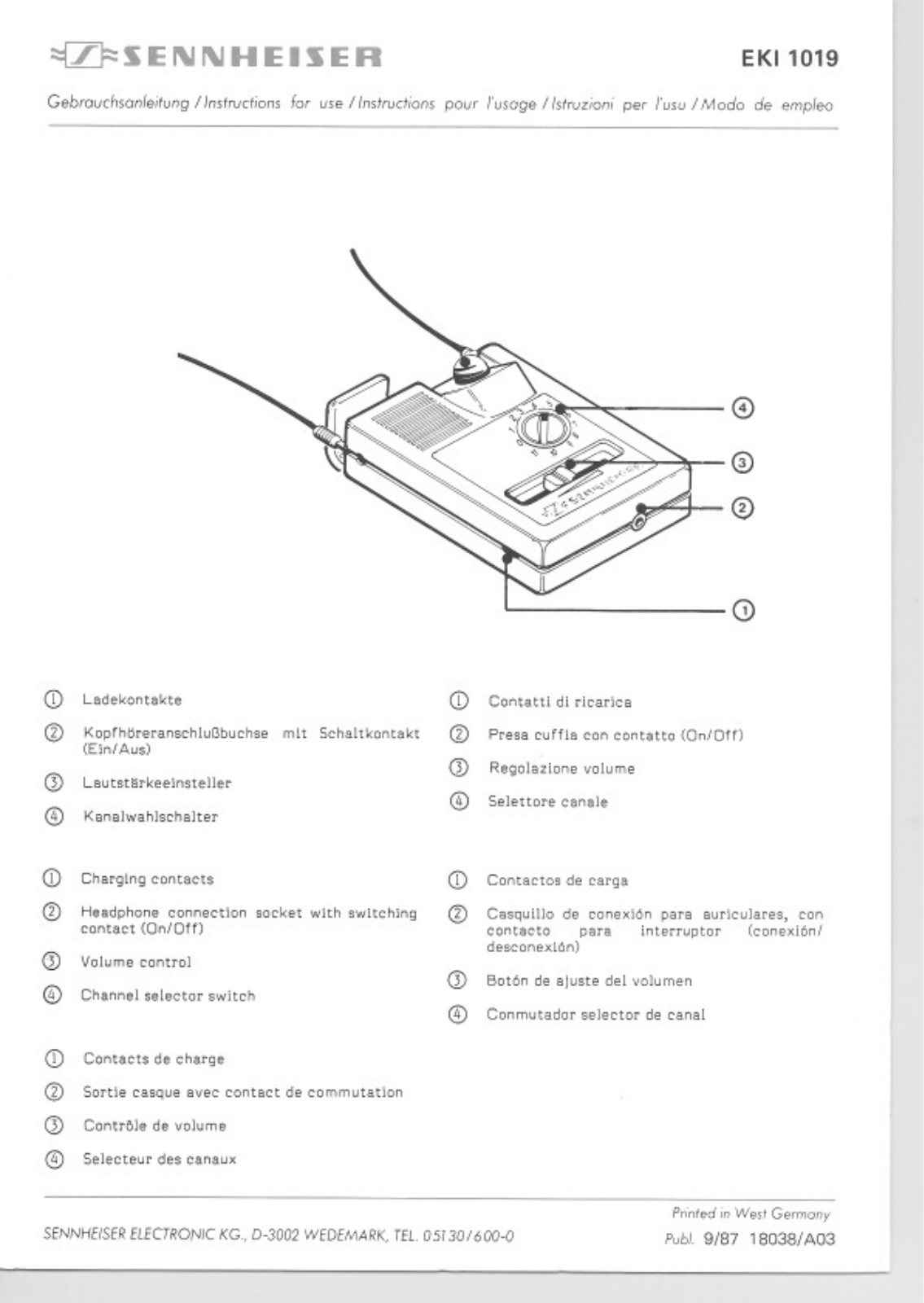 Sennheiser EKI 1019 User Manual