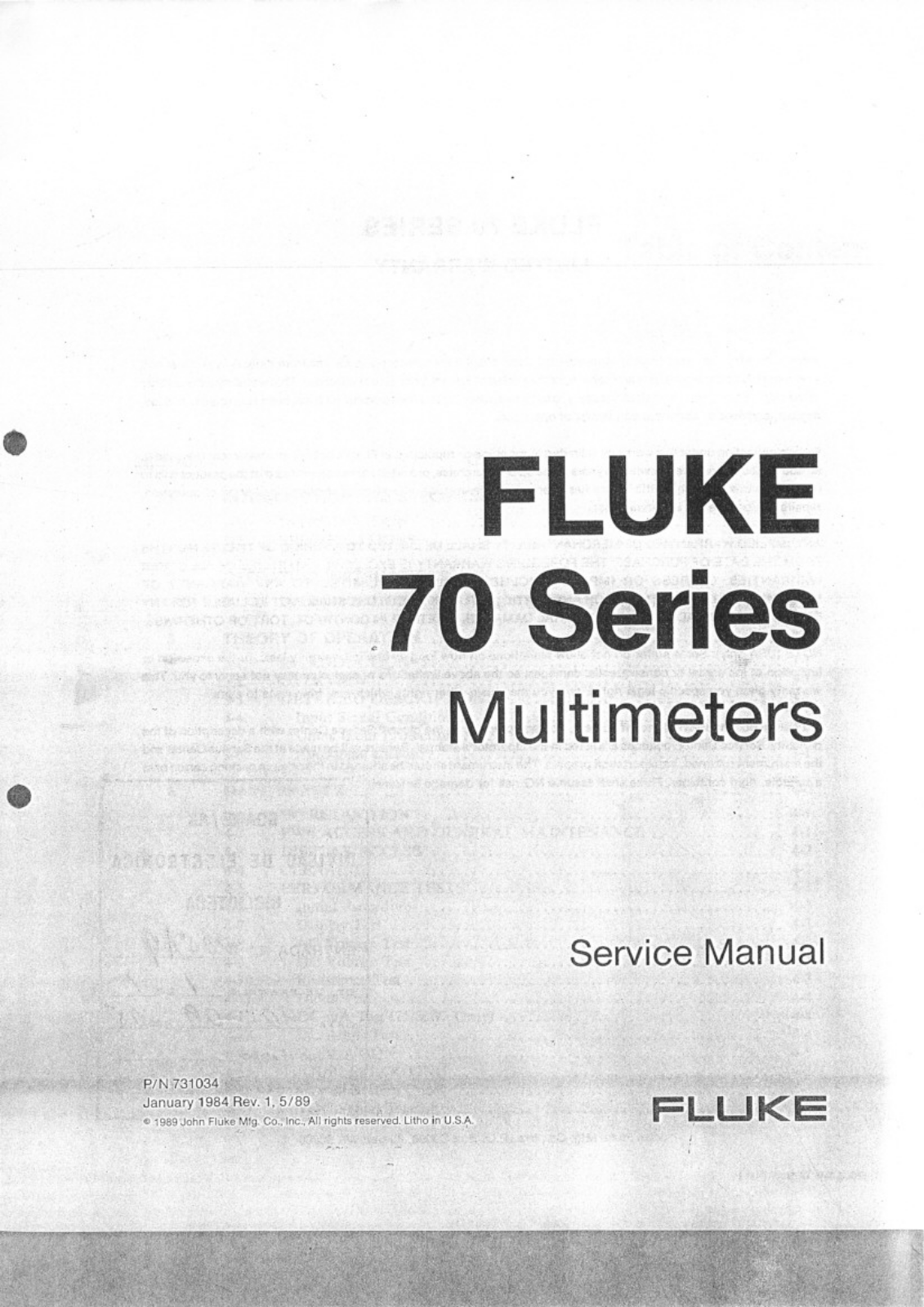 Fluke 70 Service Manual
