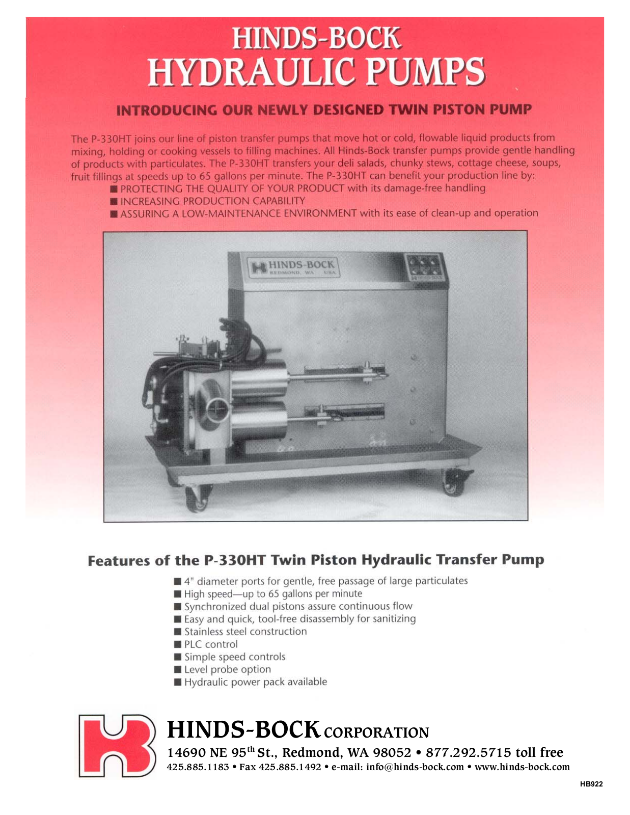 Hinds-Bock P-330HT User Manual