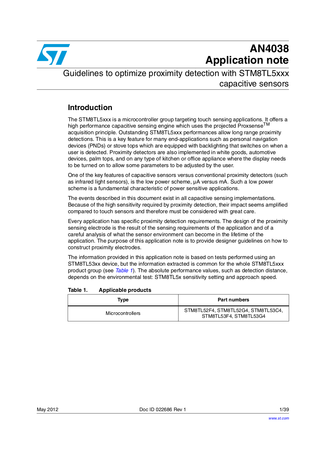 ST AN4038 Application note